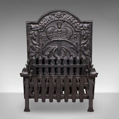 Antique Fireplace Hearth Set, English, Cast Iron, Fire Back, Grate, Victorian