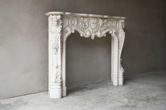 Antique Fireplace in Baroque Style of Statuario Marble from the 20th Century