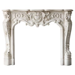Antique Fireplace in Baroque Style of Statuario Marble from the 20th Century