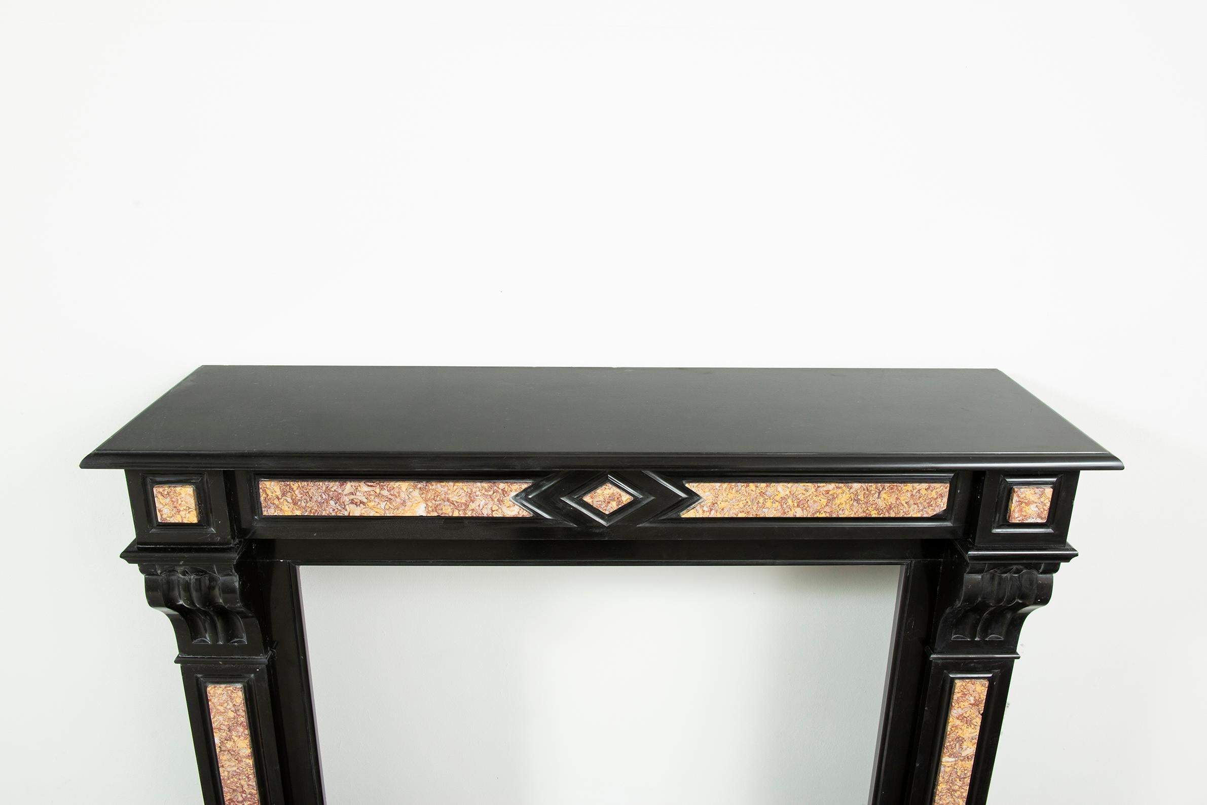 Louis Philippe Antique Fireplace in Black Marble For Sale
