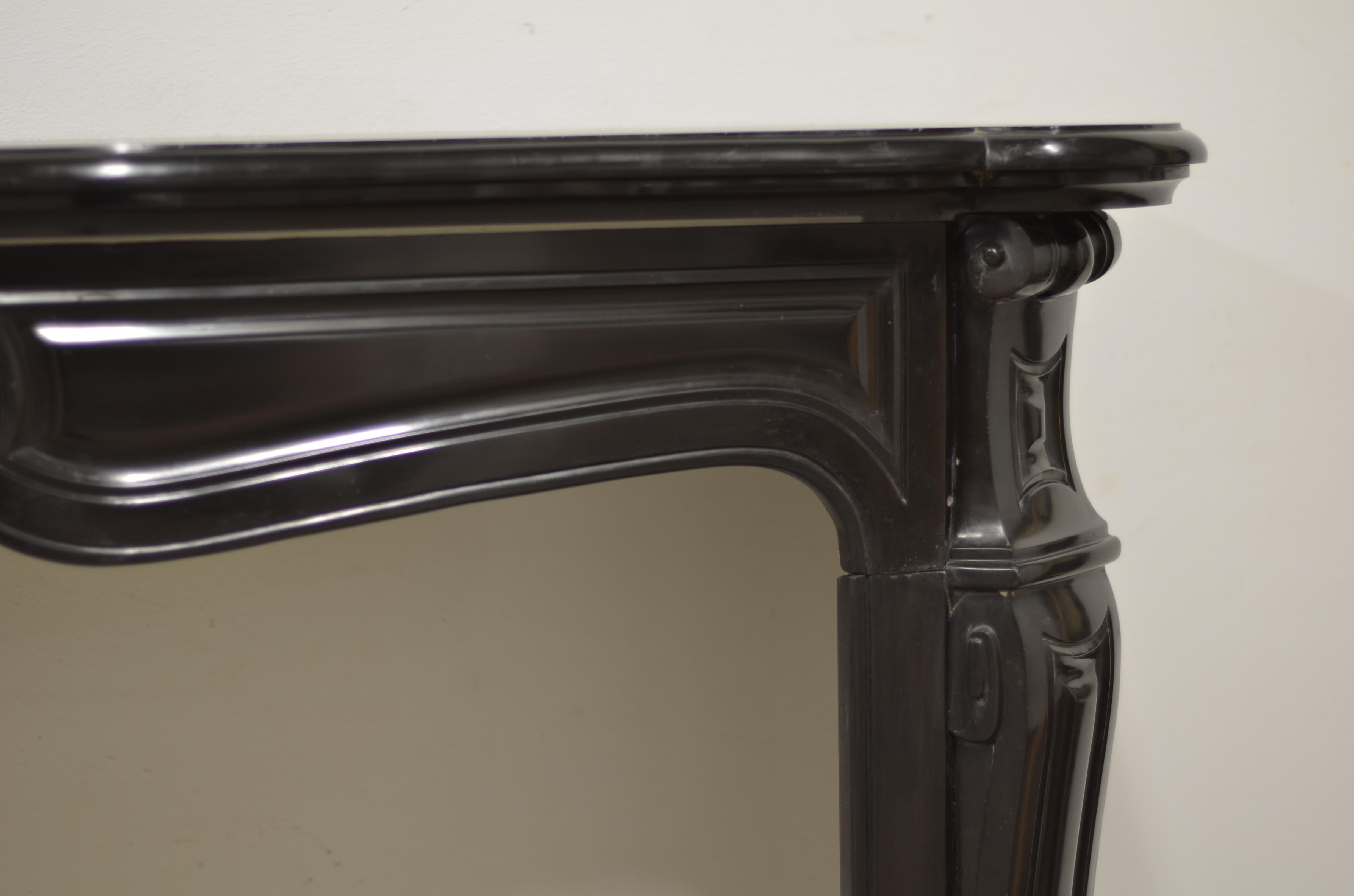 French Antique Fireplace in Black Marble
