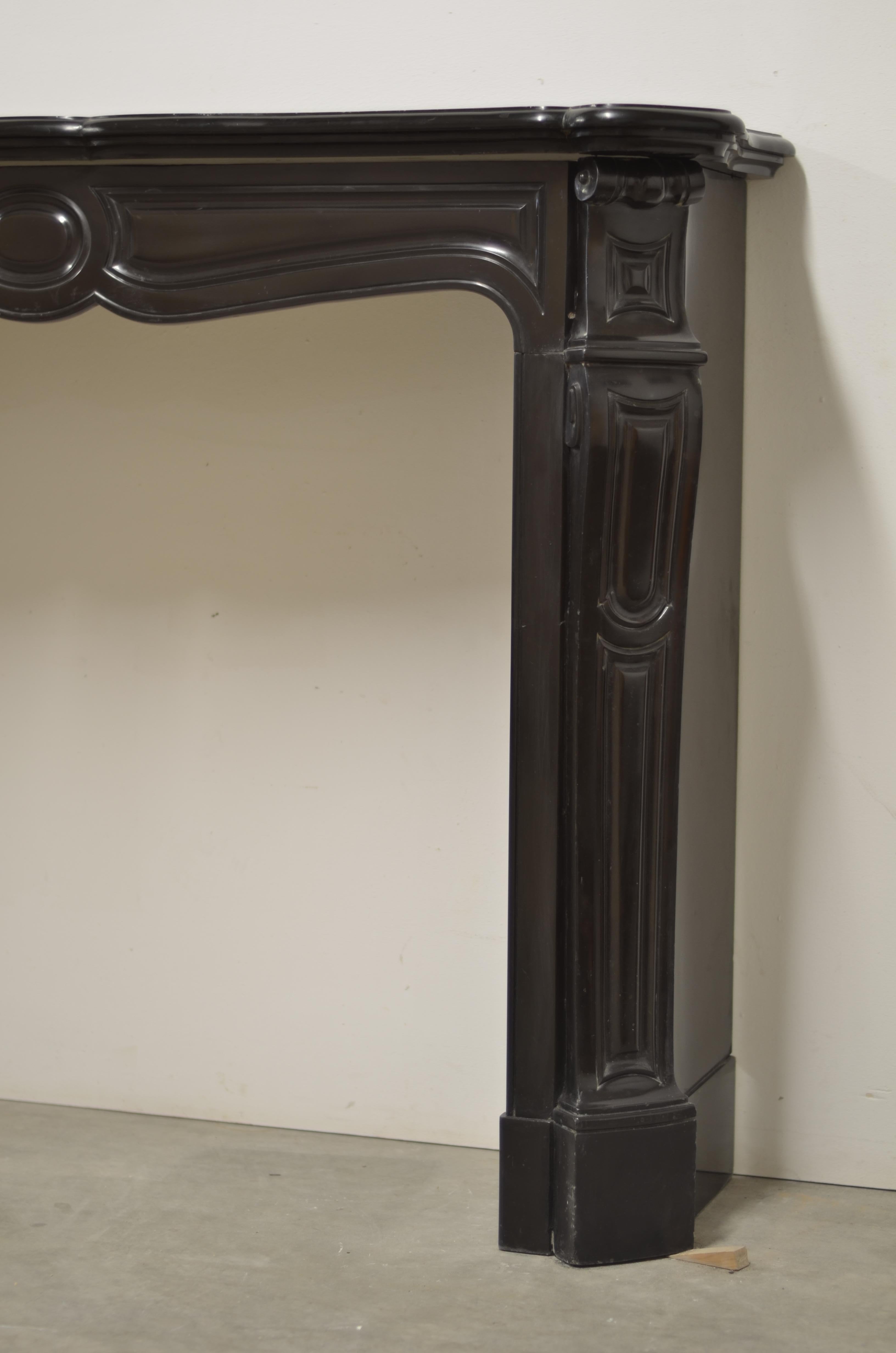 19th Century Antique Fireplace in Black Marble