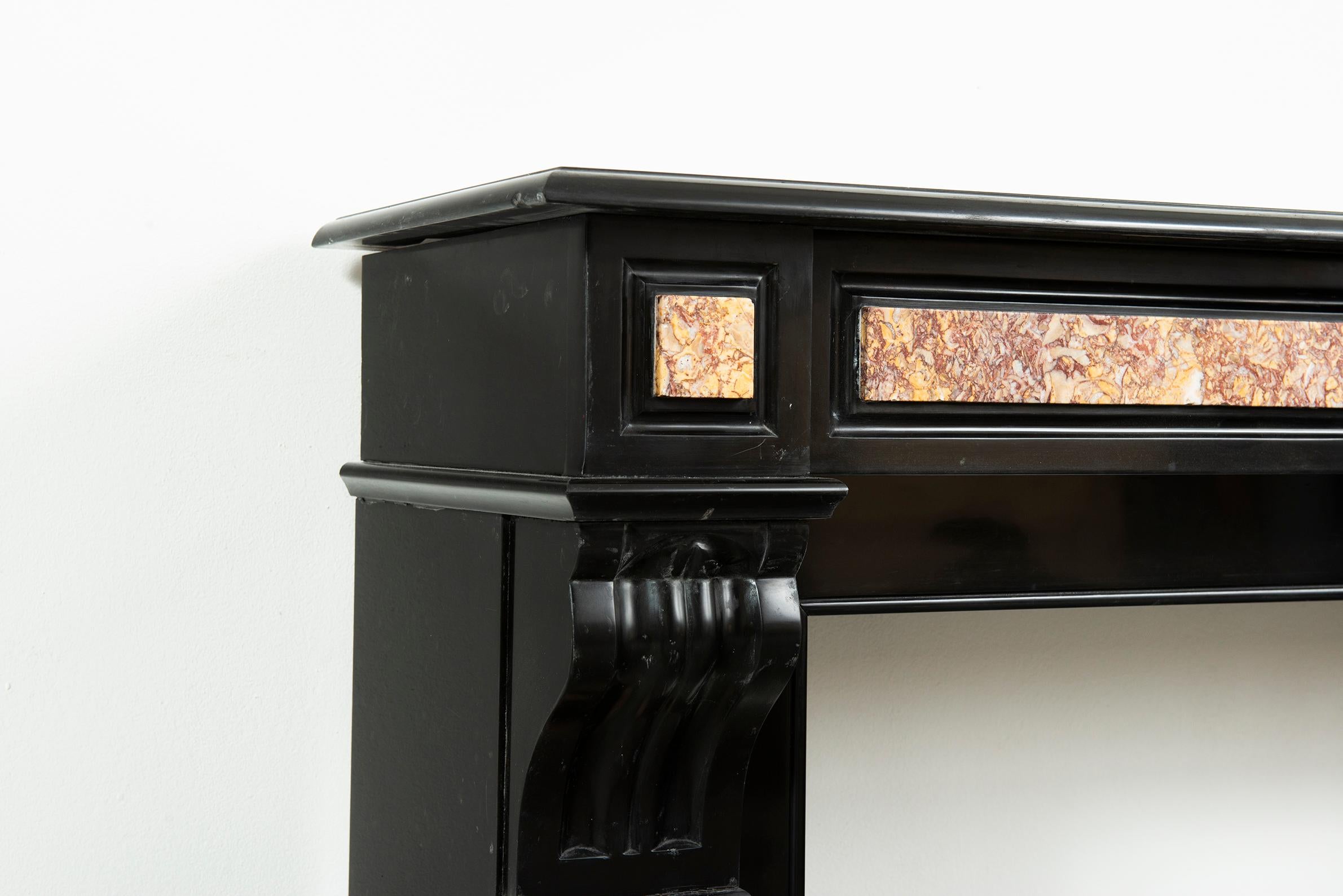 19th Century Antique Fireplace in Black Marble For Sale