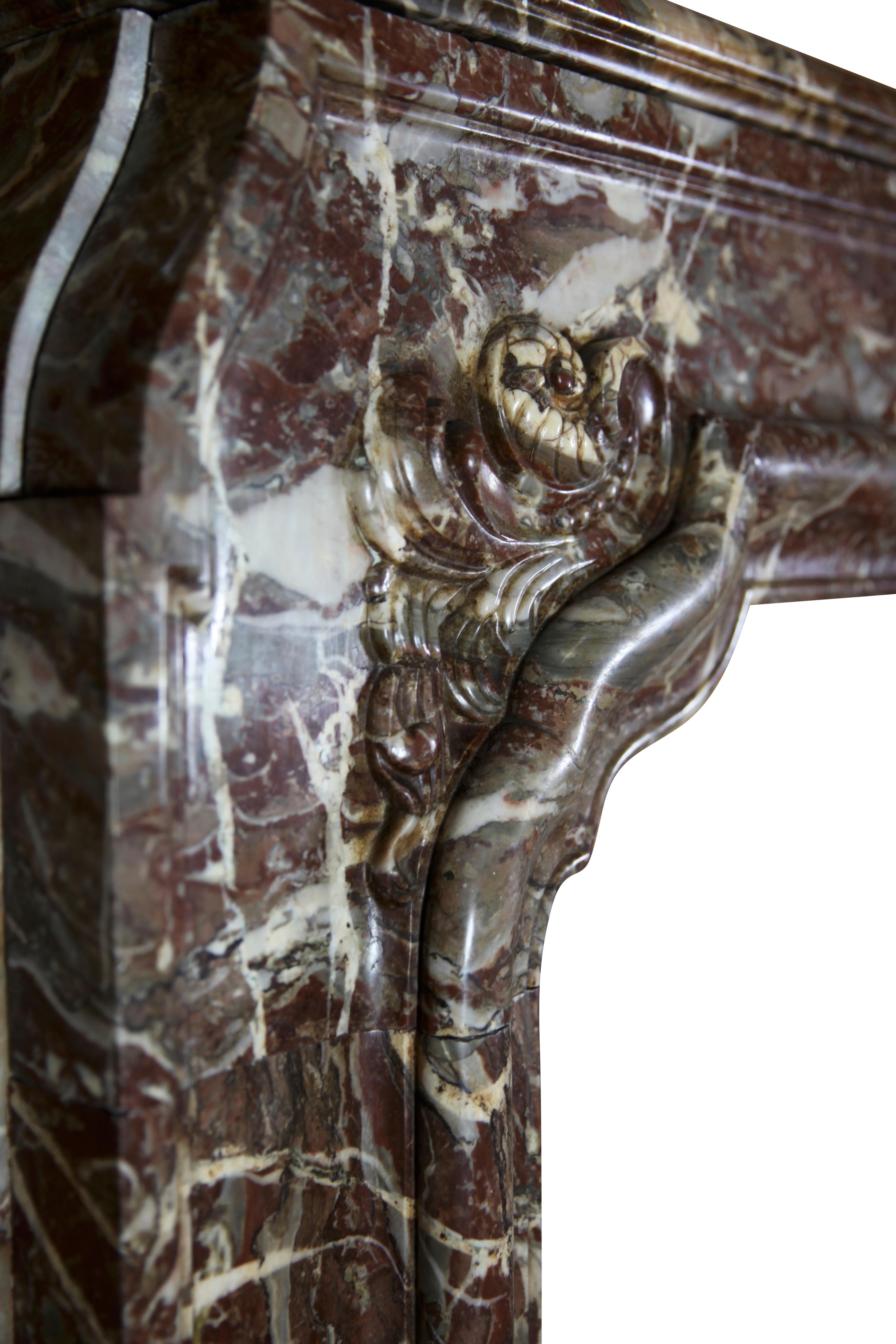 Antique Fireplace In Brown Belgian Marble Unique And Exceptional Rare 18Th Centu For Sale 9