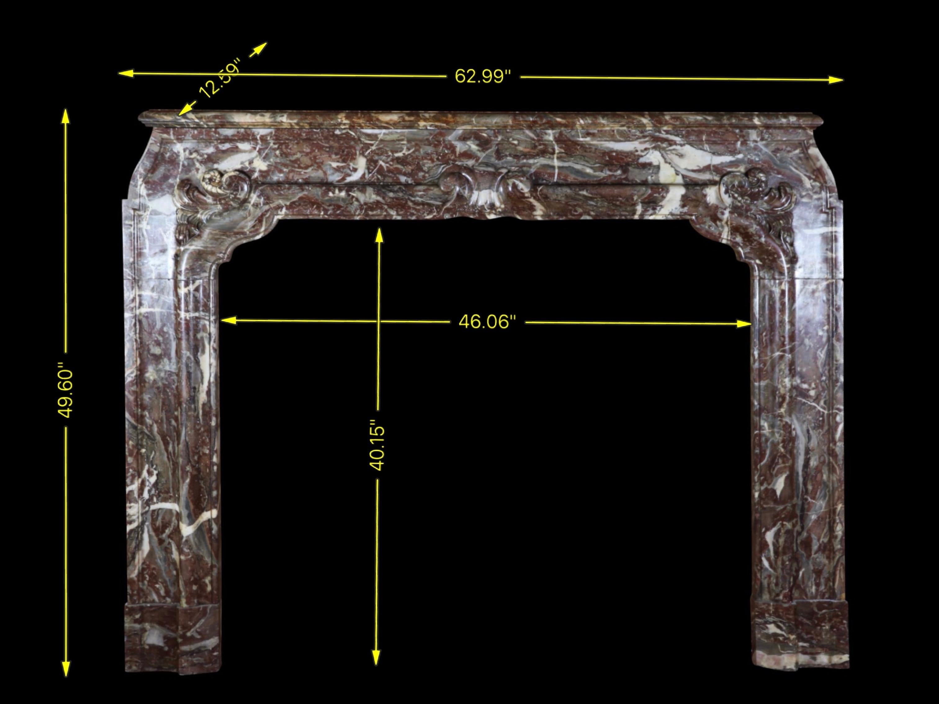 Antique Fireplace In Brown Belgian Marble Unique And Exceptional Rare 18Th Centu For Sale 12