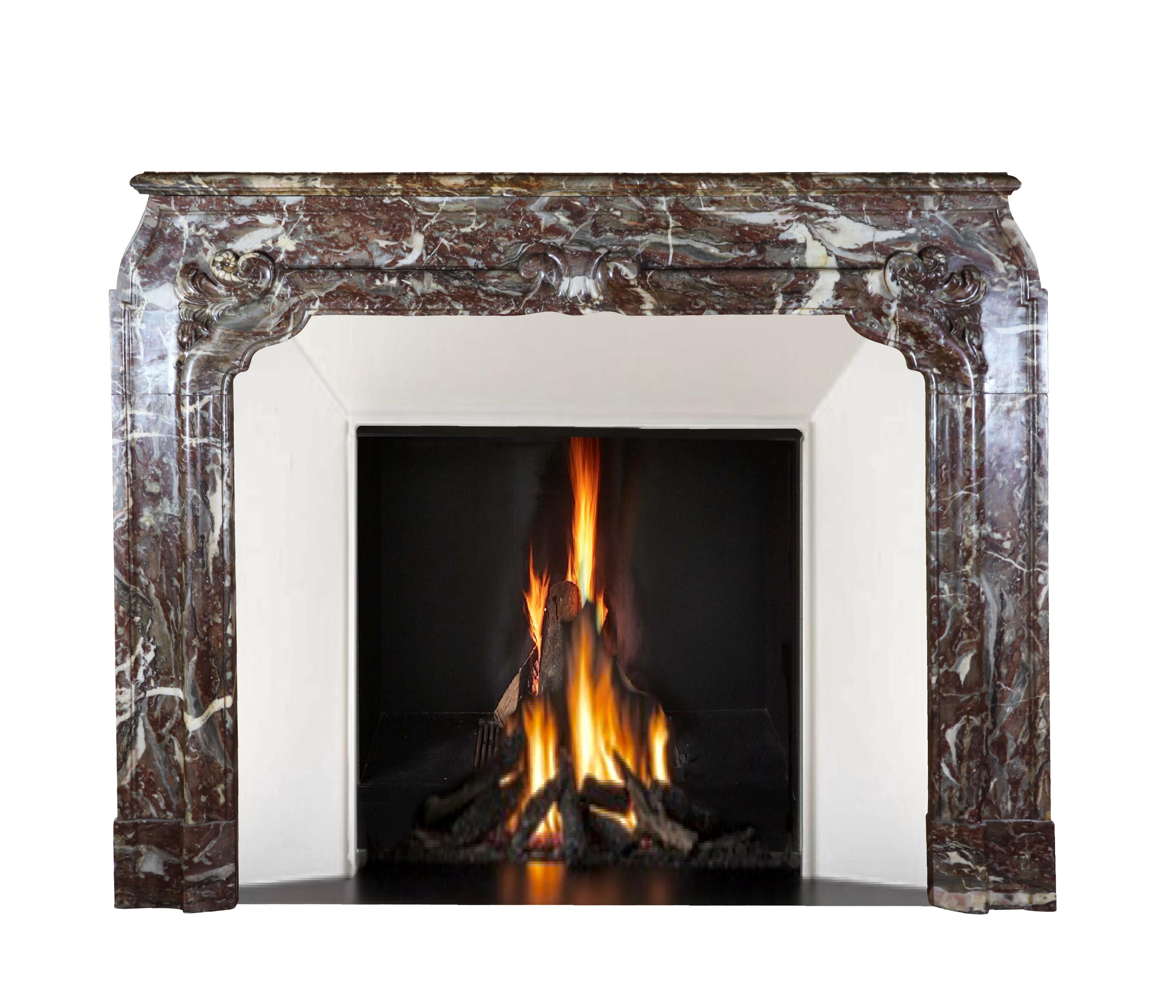 18th Century and Earlier Antique Fireplace In Brown Belgian Marble Unique And Exceptional Rare 18Th Centu For Sale