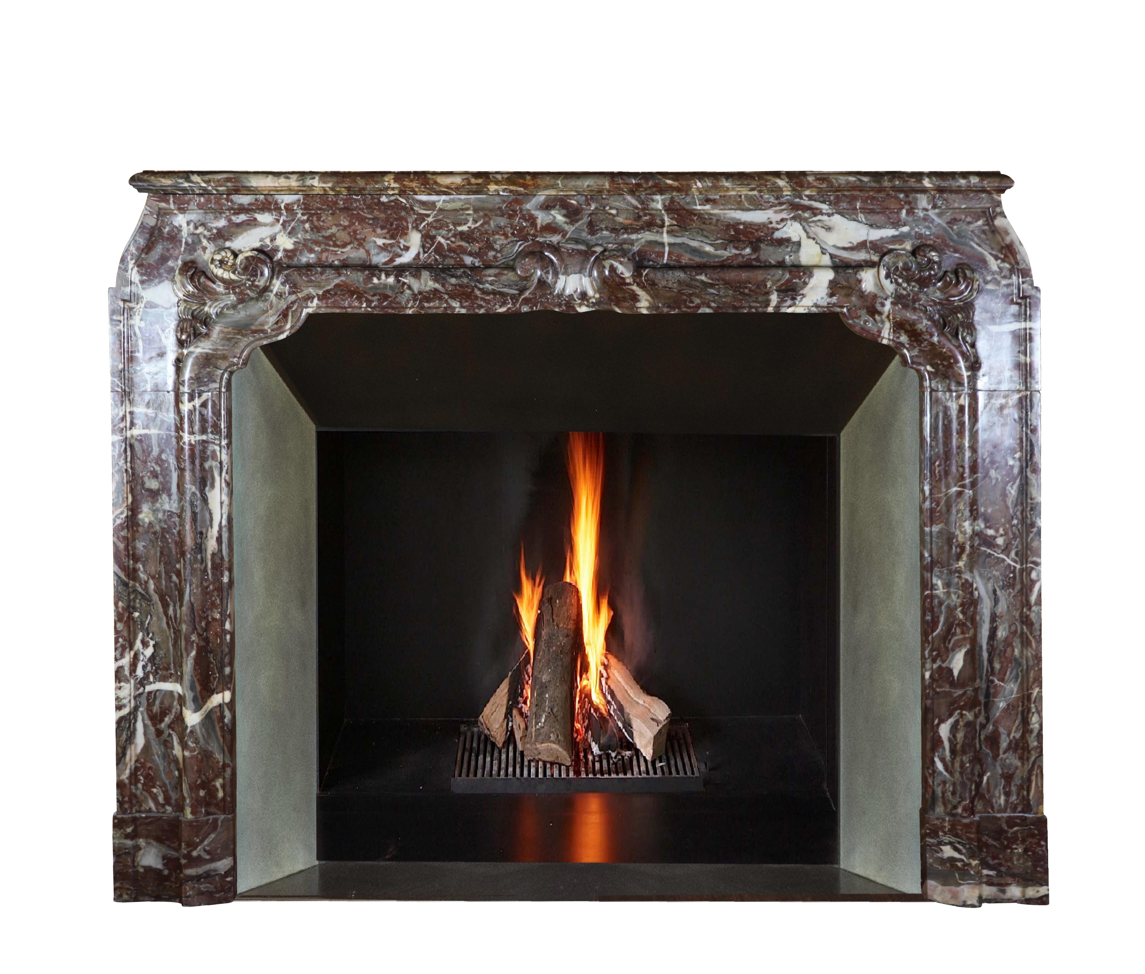 Antique Fireplace In Brown Belgian Marble Unique And Exceptional Rare 18Th Centu For Sale 3