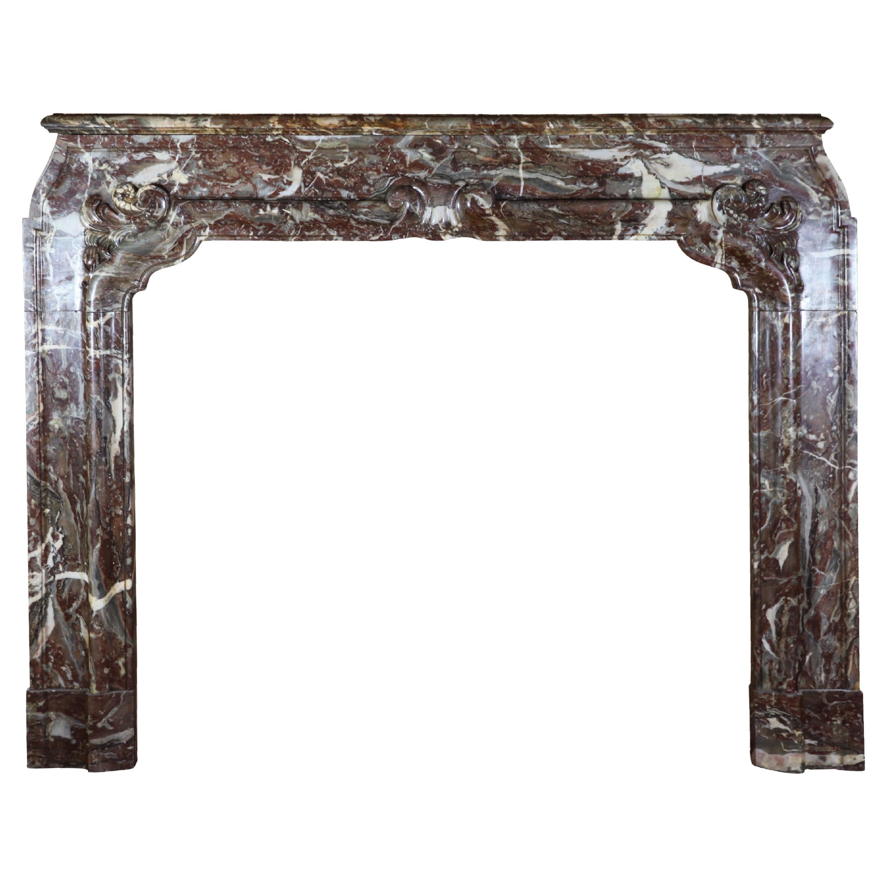 Antique Fireplace In Brown Belgian Marble Unique And Exceptional Rare 18Th Centu For Sale