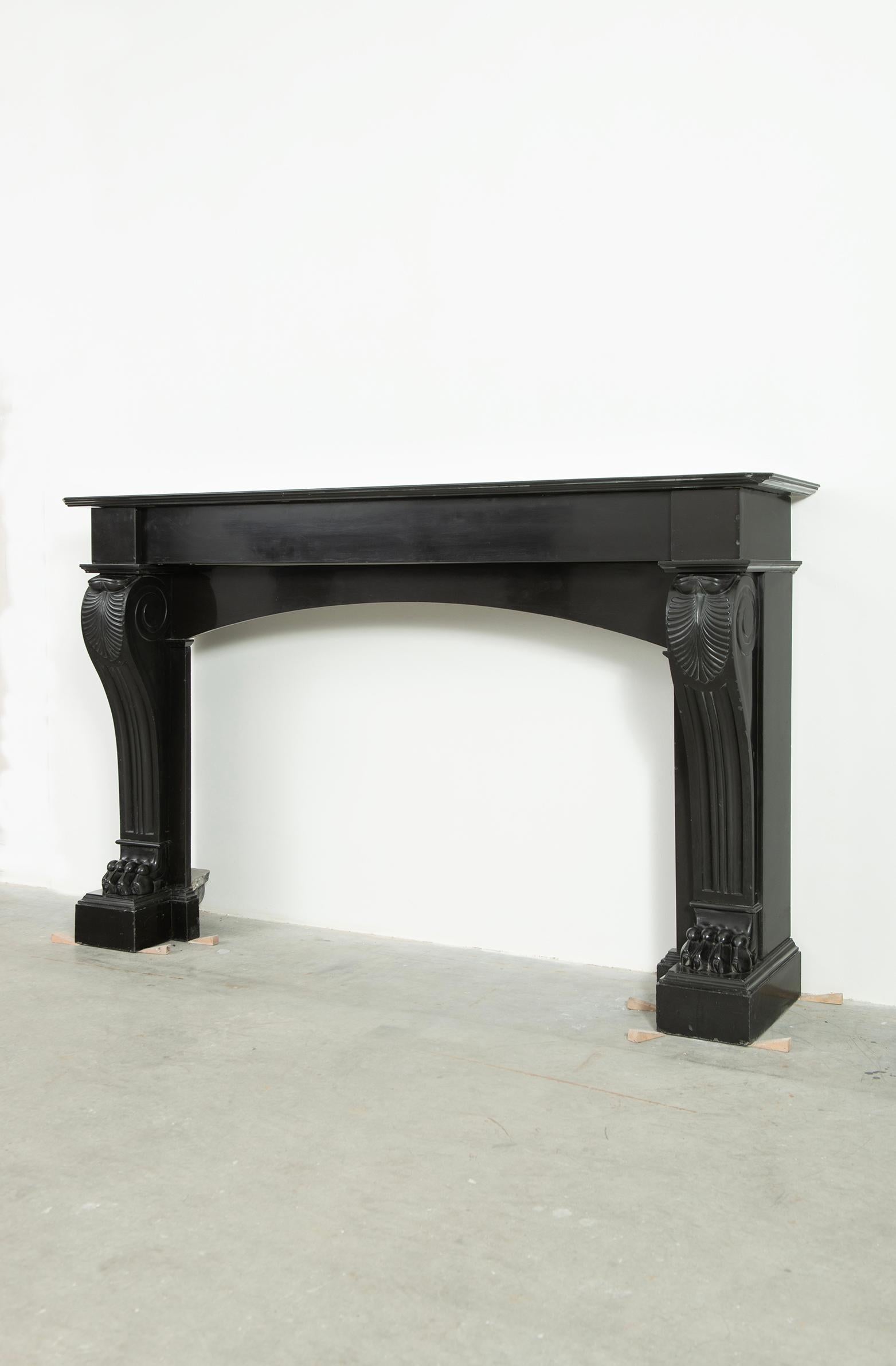 Antique Fireplace in Deep Black Marble 4