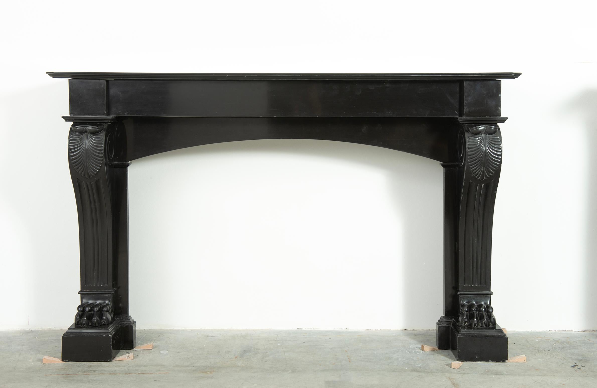 Louis Philippe Antique Fireplace in Deep Black Marble