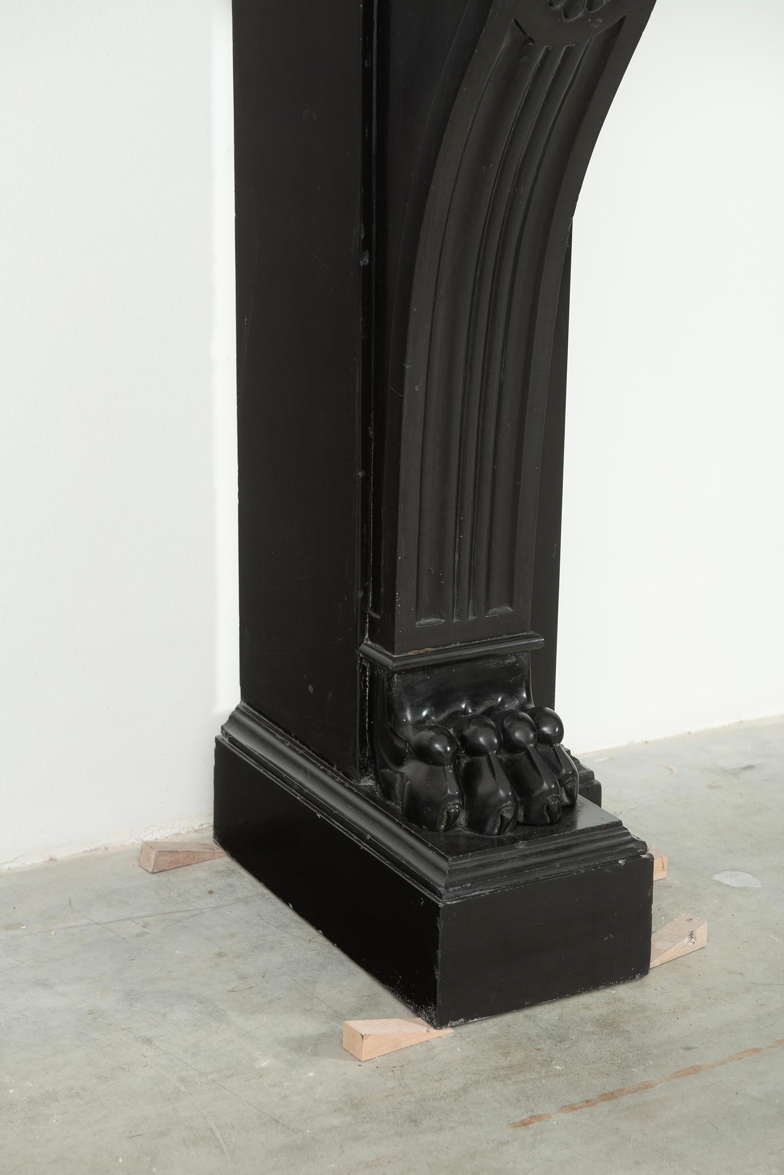 18th Century Antique Fireplace in Deep Black Marble