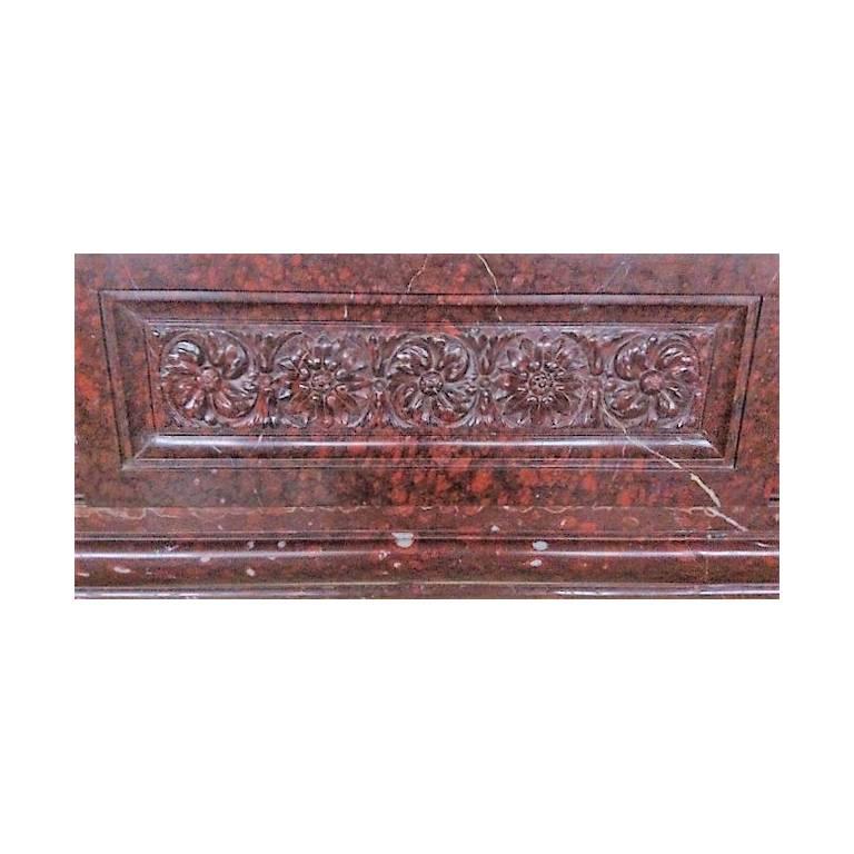 Napoleon III ANTIQUE FIREPLACE Red Griotte Marble For Sale