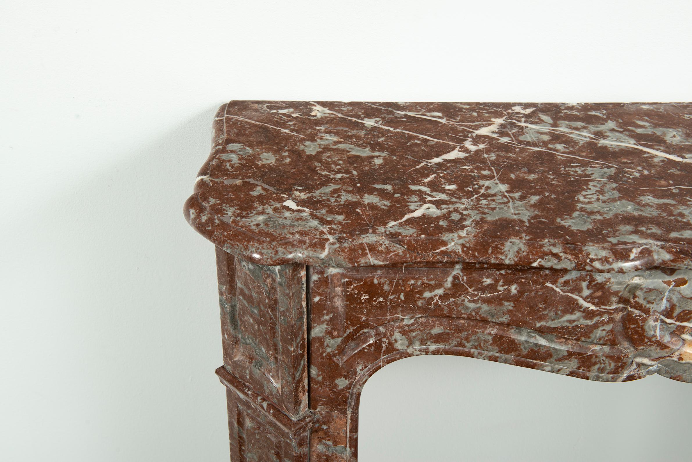19th Century Antique Fireplace in Red Marble