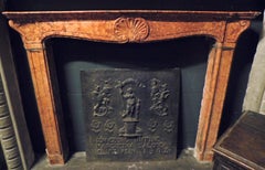 Antique Fireplace in Red Marble with Carved Central Shell, 18th Century, Italy
