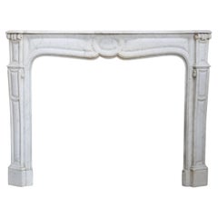 Antique fireplace in style of Pompadour, carrara marble, 19th century