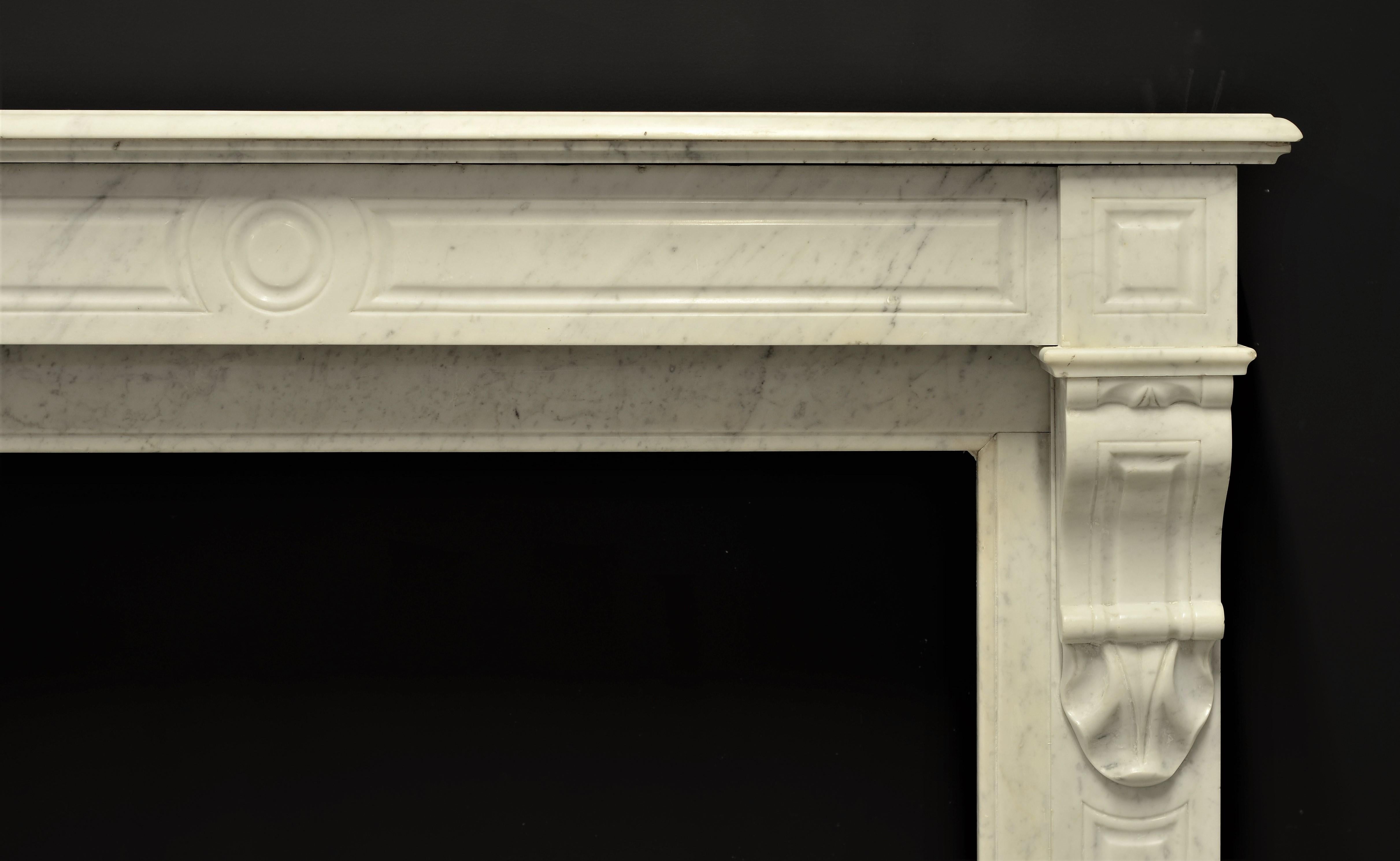 Louis Philippe Antique Fireplace in White Marble