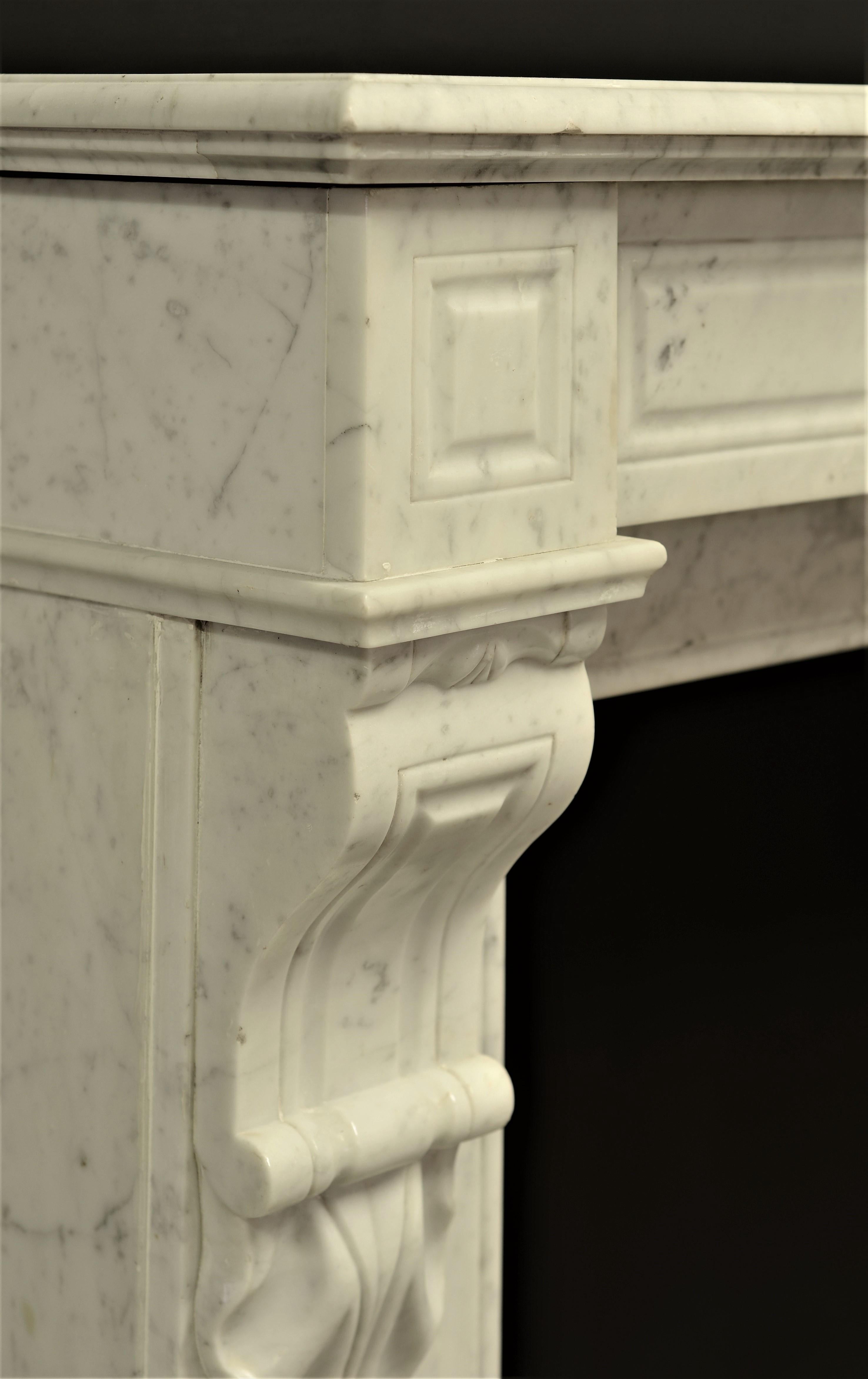 Carrara Marble Antique Fireplace in White Marble