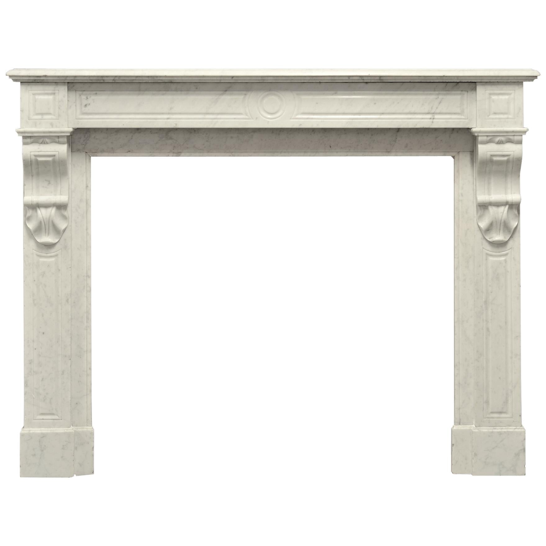 Antique Fireplace in White Marble