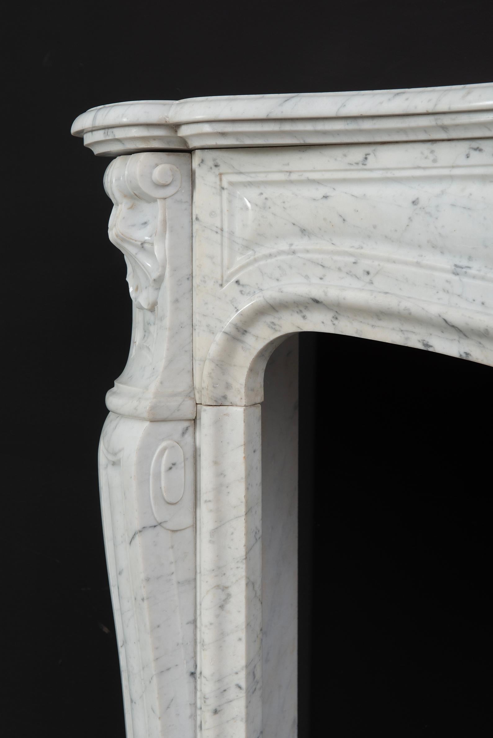 Antique Fireplace in White Marble, Louis XV Style 5