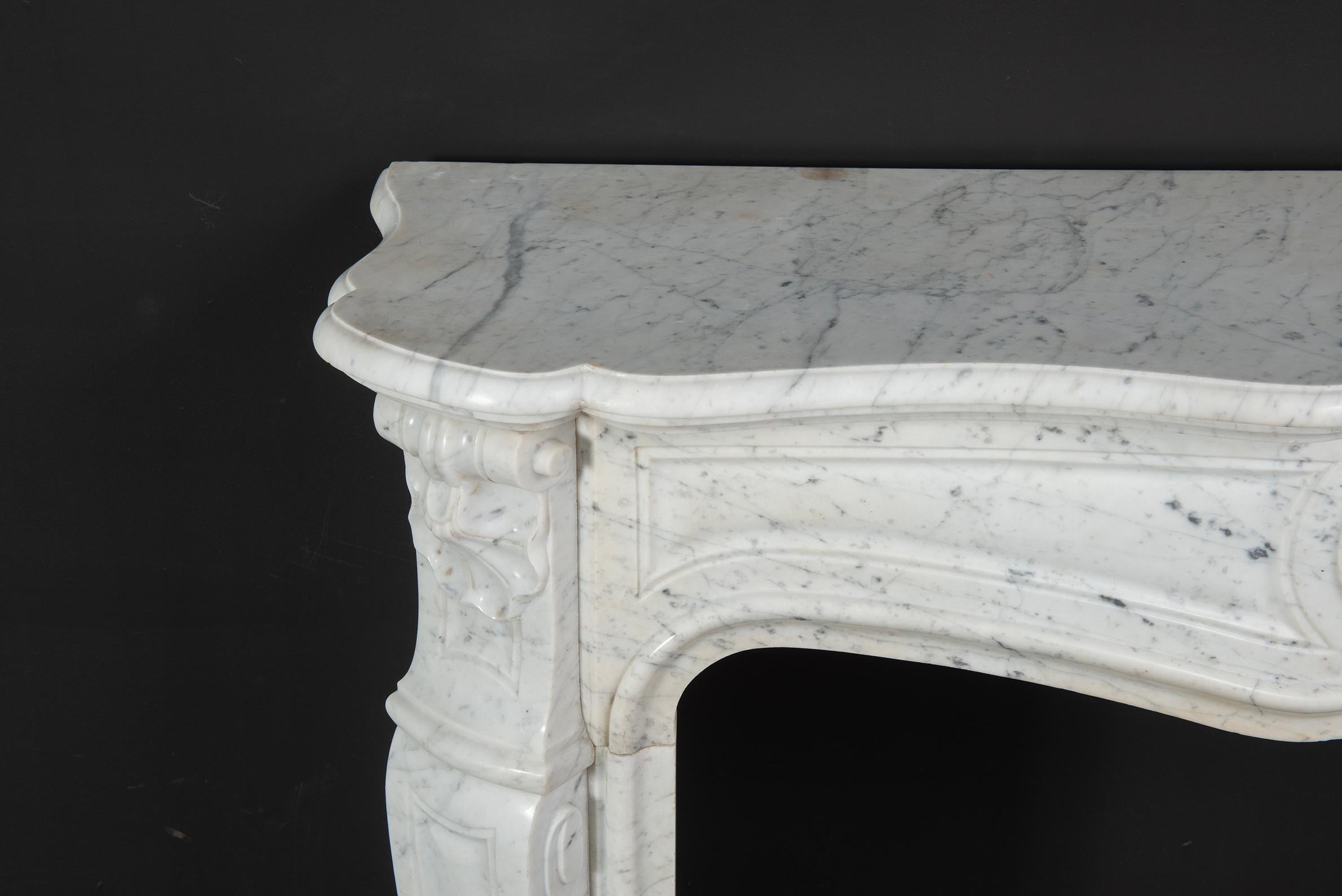 Antique Fireplace in White Marble, Louis XV Style 6