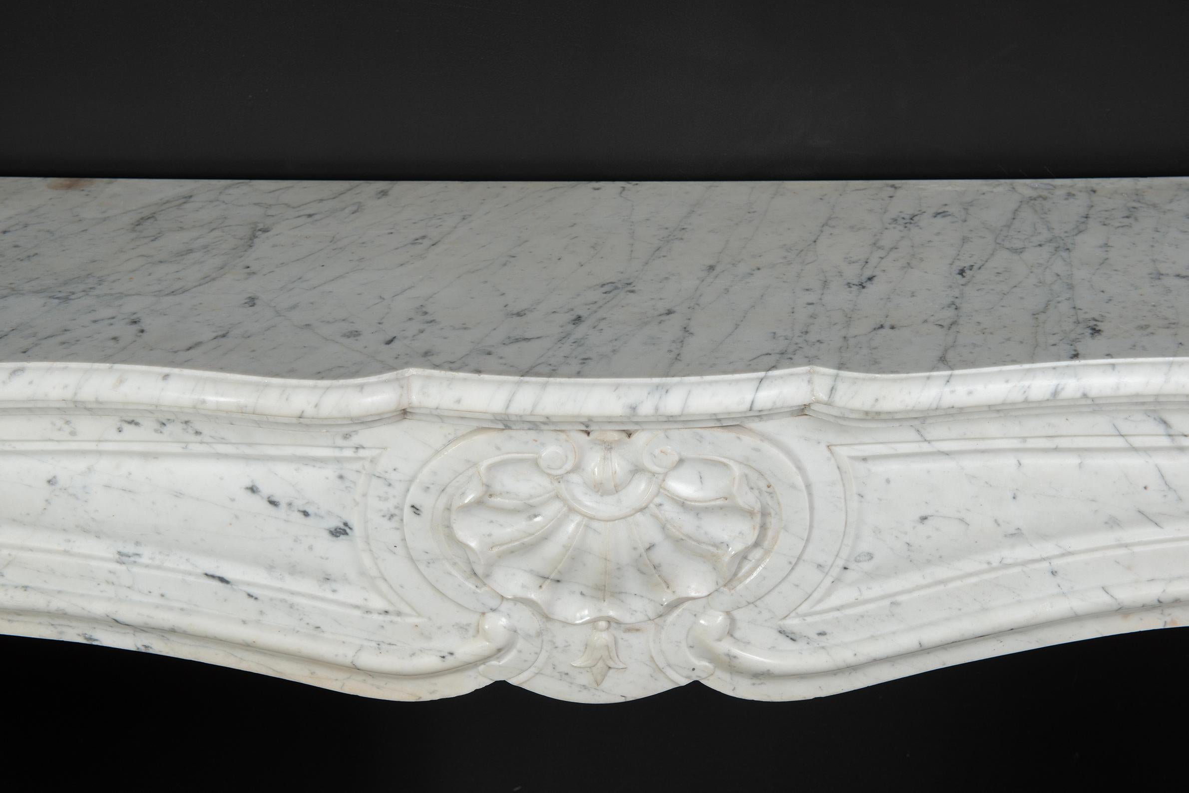Antique Fireplace in White Marble, Louis XV Style 7