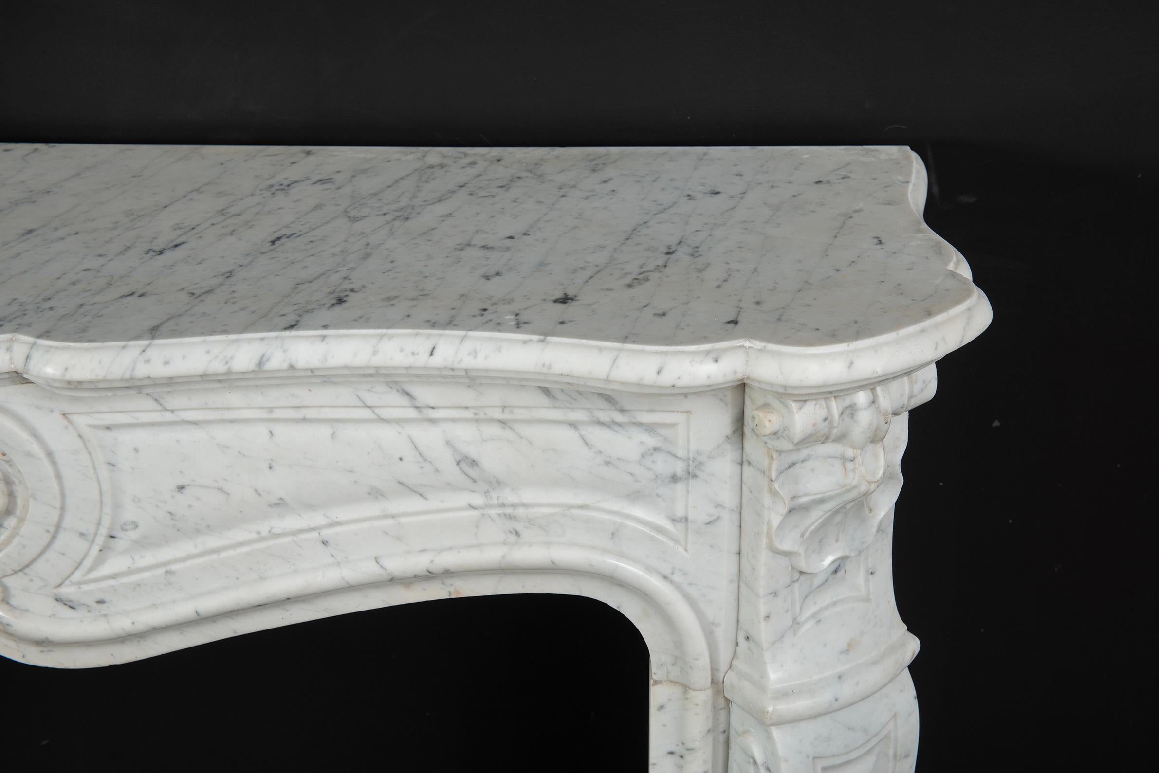 Antique Fireplace in White Marble, Louis XV Style 8
