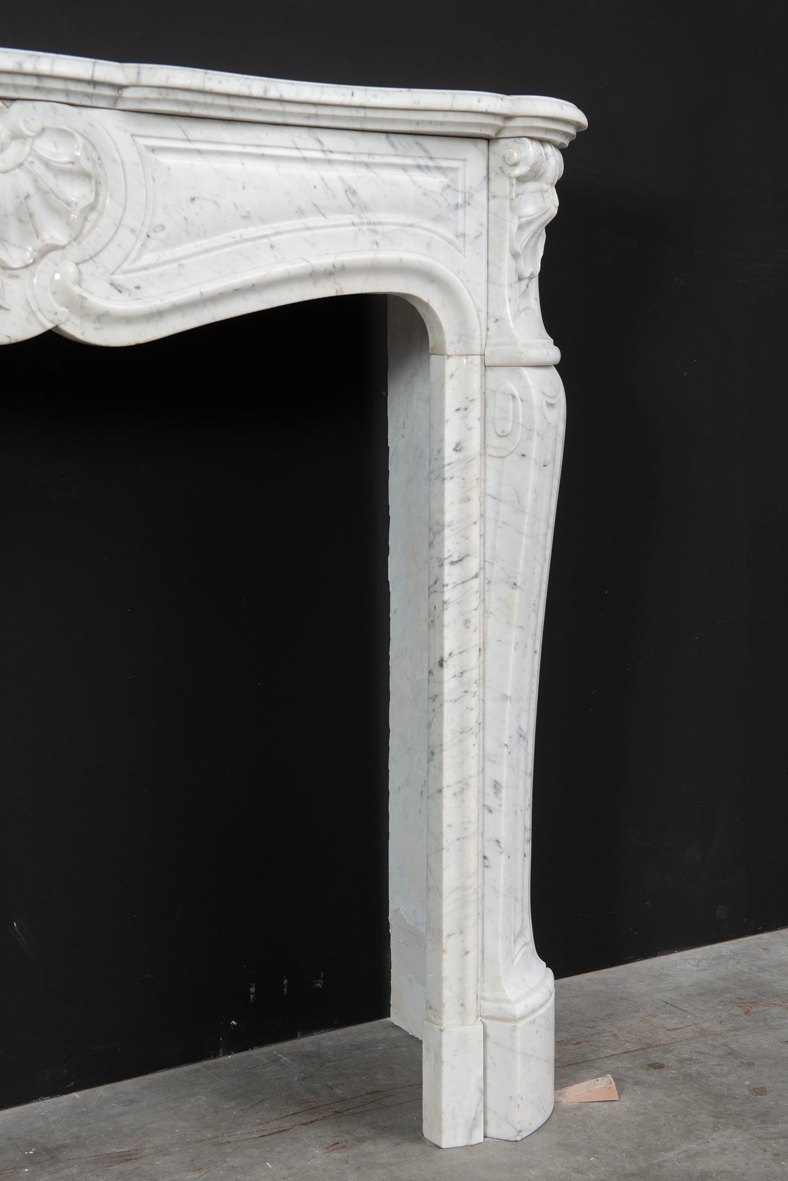 Antique Fireplace in White Marble, Louis XV Style 12