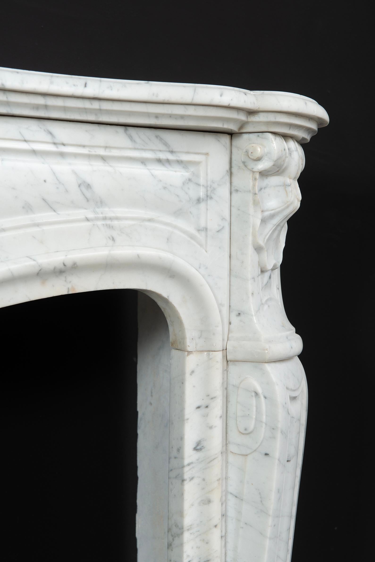 Antique Fireplace in White Marble, Louis XV Style 13
