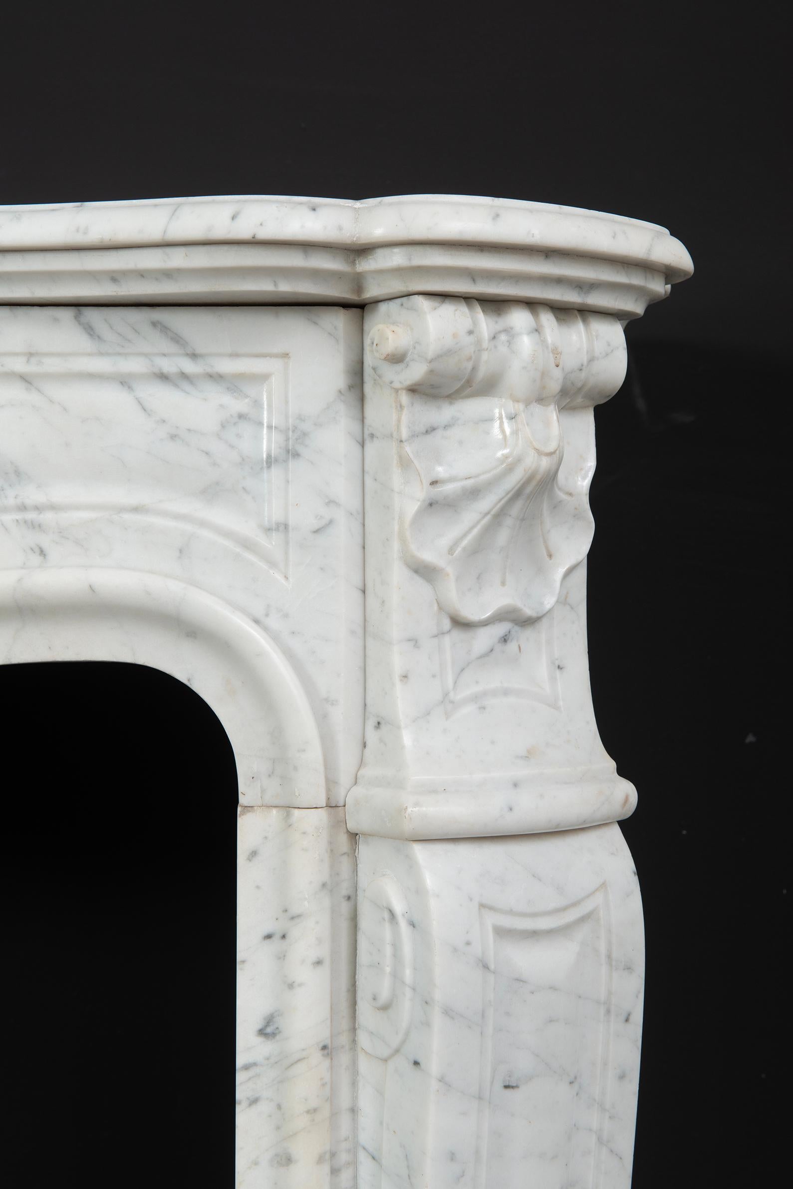 Antique Fireplace in White Marble, Louis XV Style 14