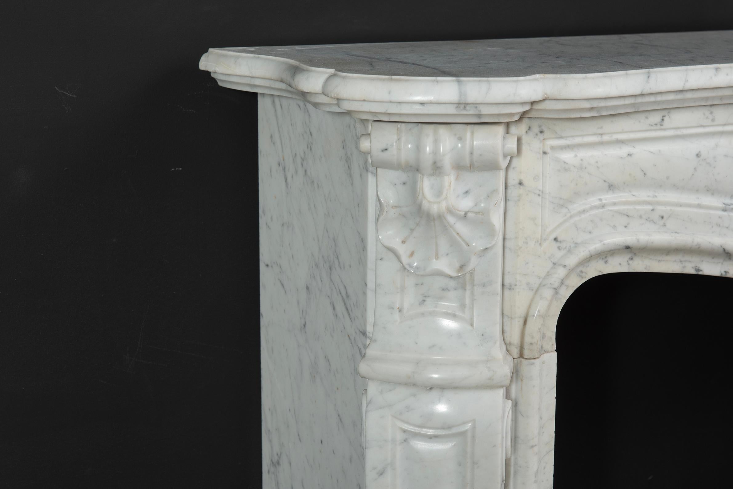 Antique Fireplace in White Marble, Louis XV Style 2