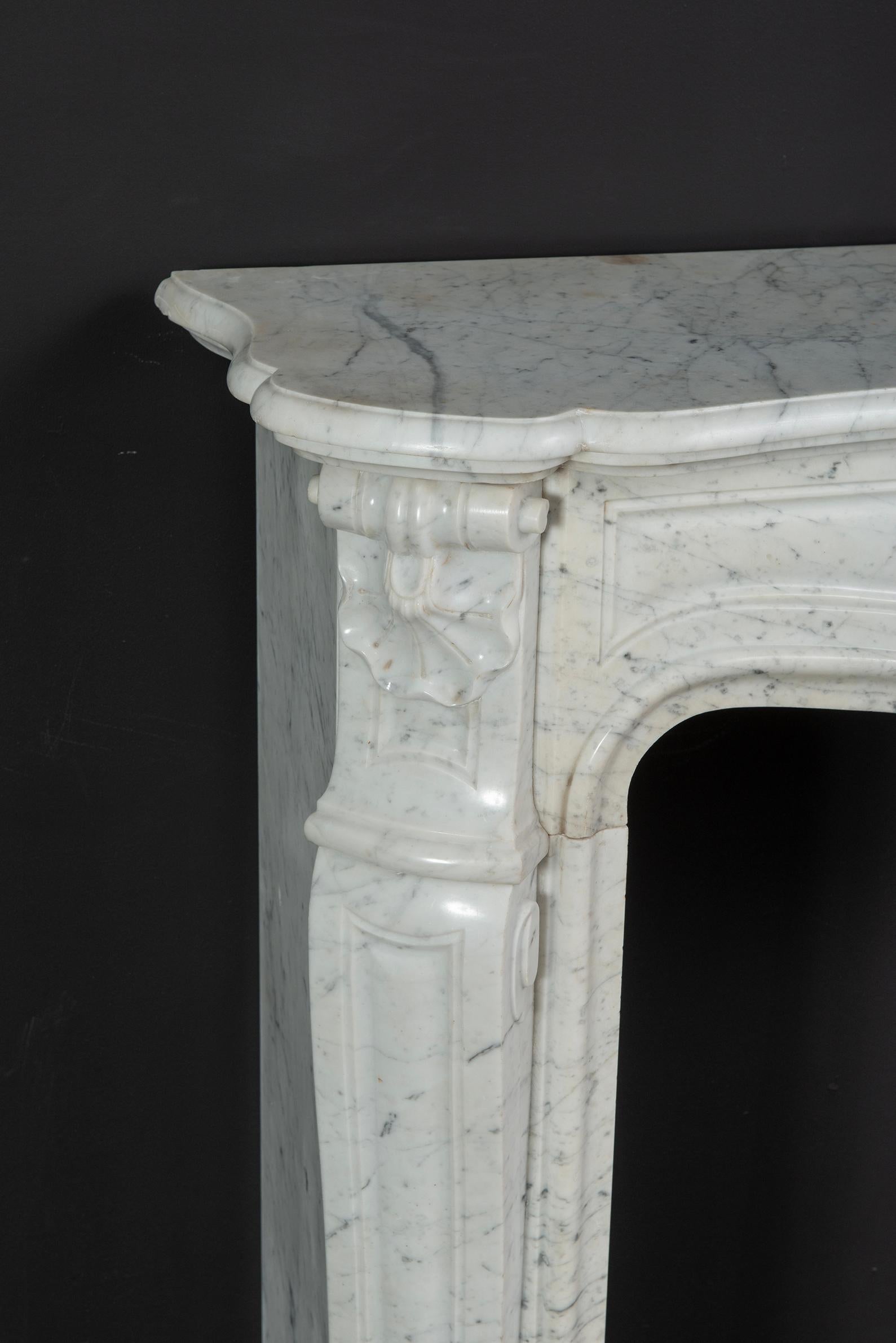Antique Fireplace in White Marble, Louis XV Style 3