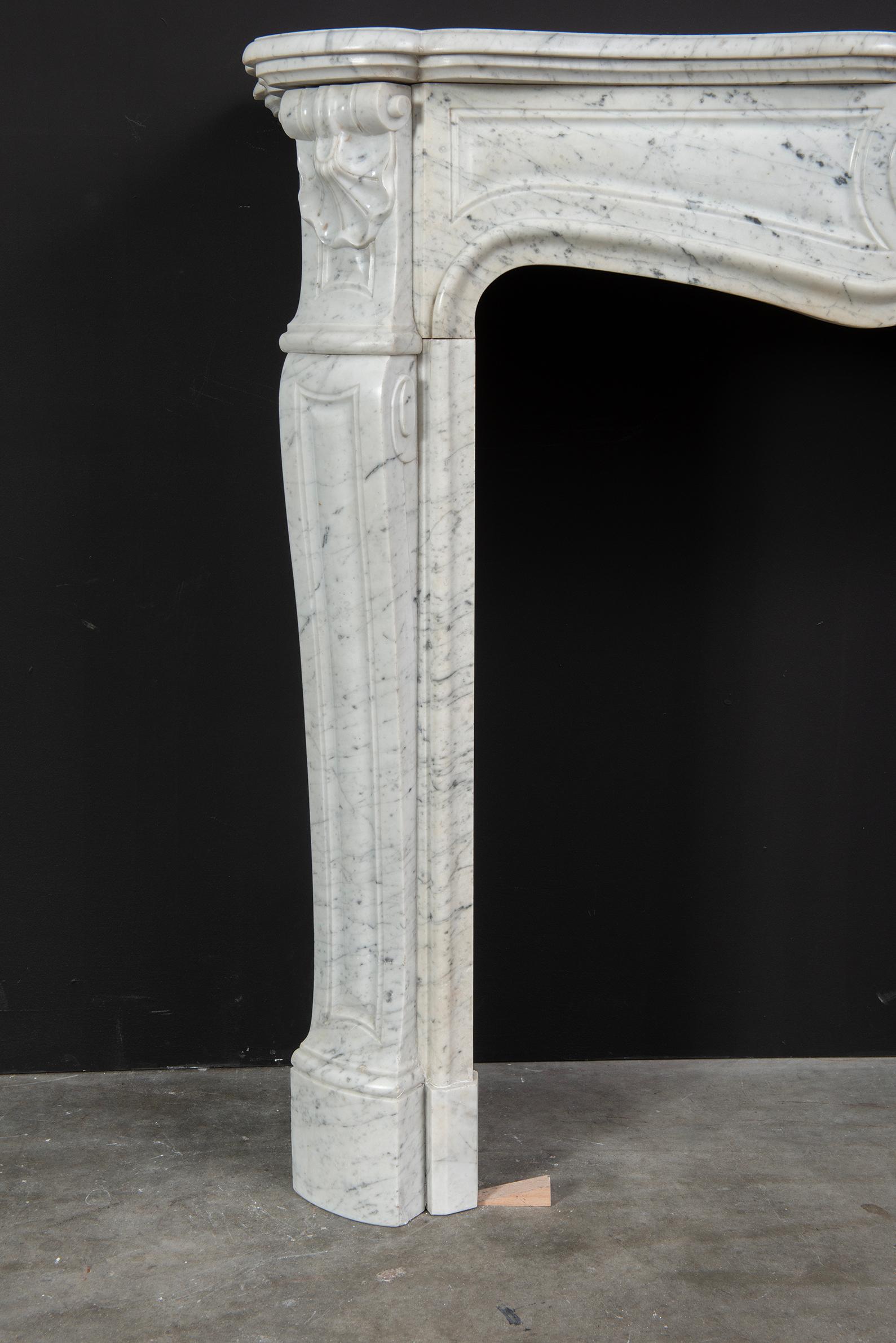 Antique Fireplace in White Marble, Louis XV Style 4