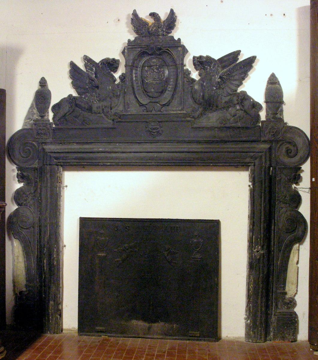 Renaissance Antique Fireplace Black Ardesia, luxury, '600 Italia From Prince of Rapallo For Sale