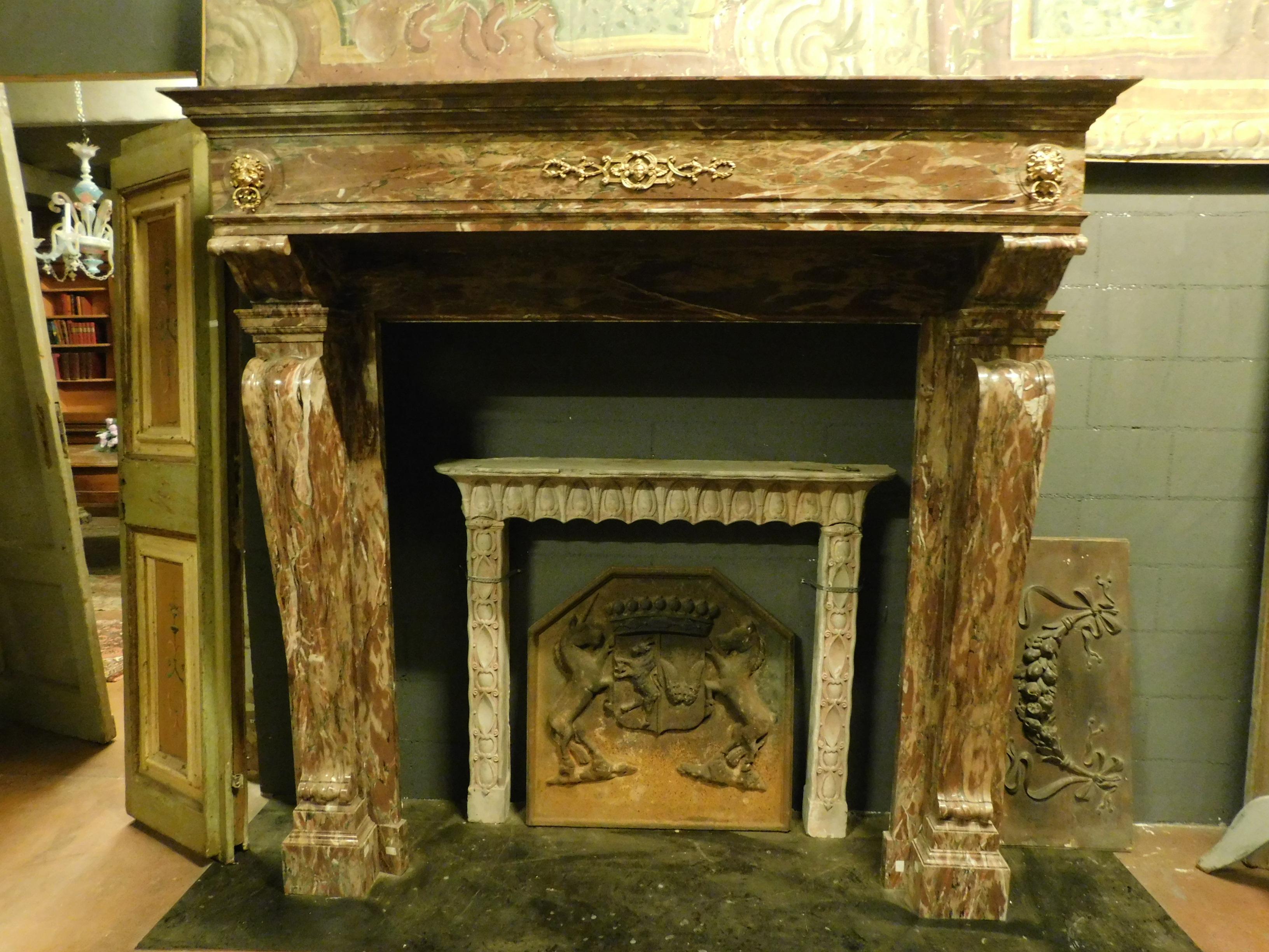 Antique Fireplace Made of Rosso Levanto's Marble 6