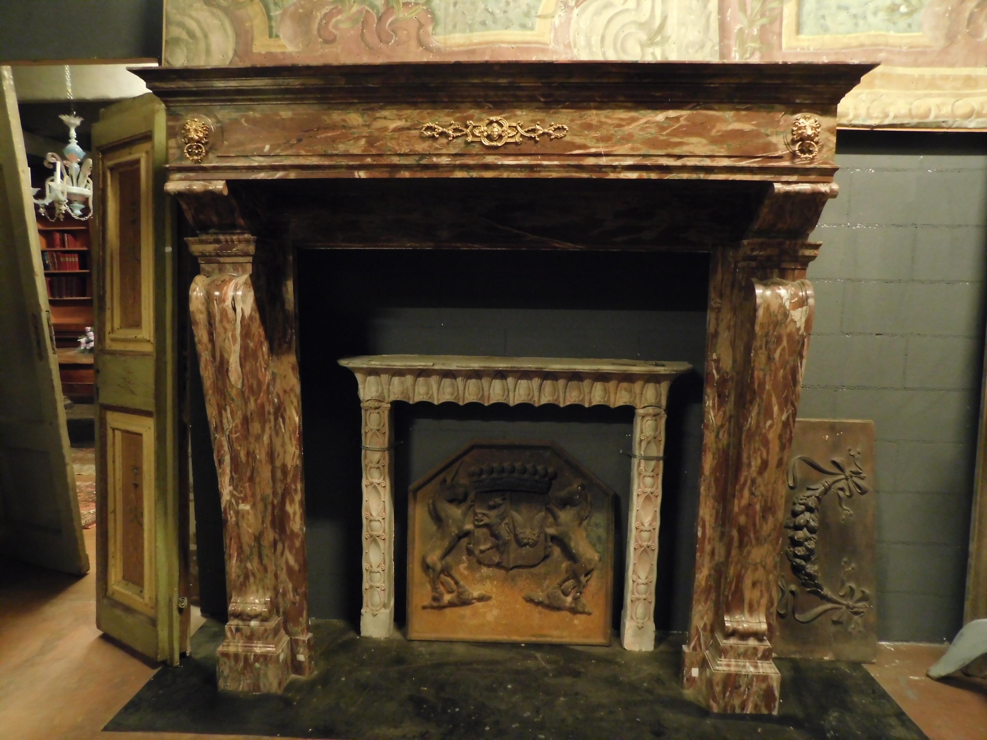 Antique Fireplace Made of Rosso Levanto's Marble 7