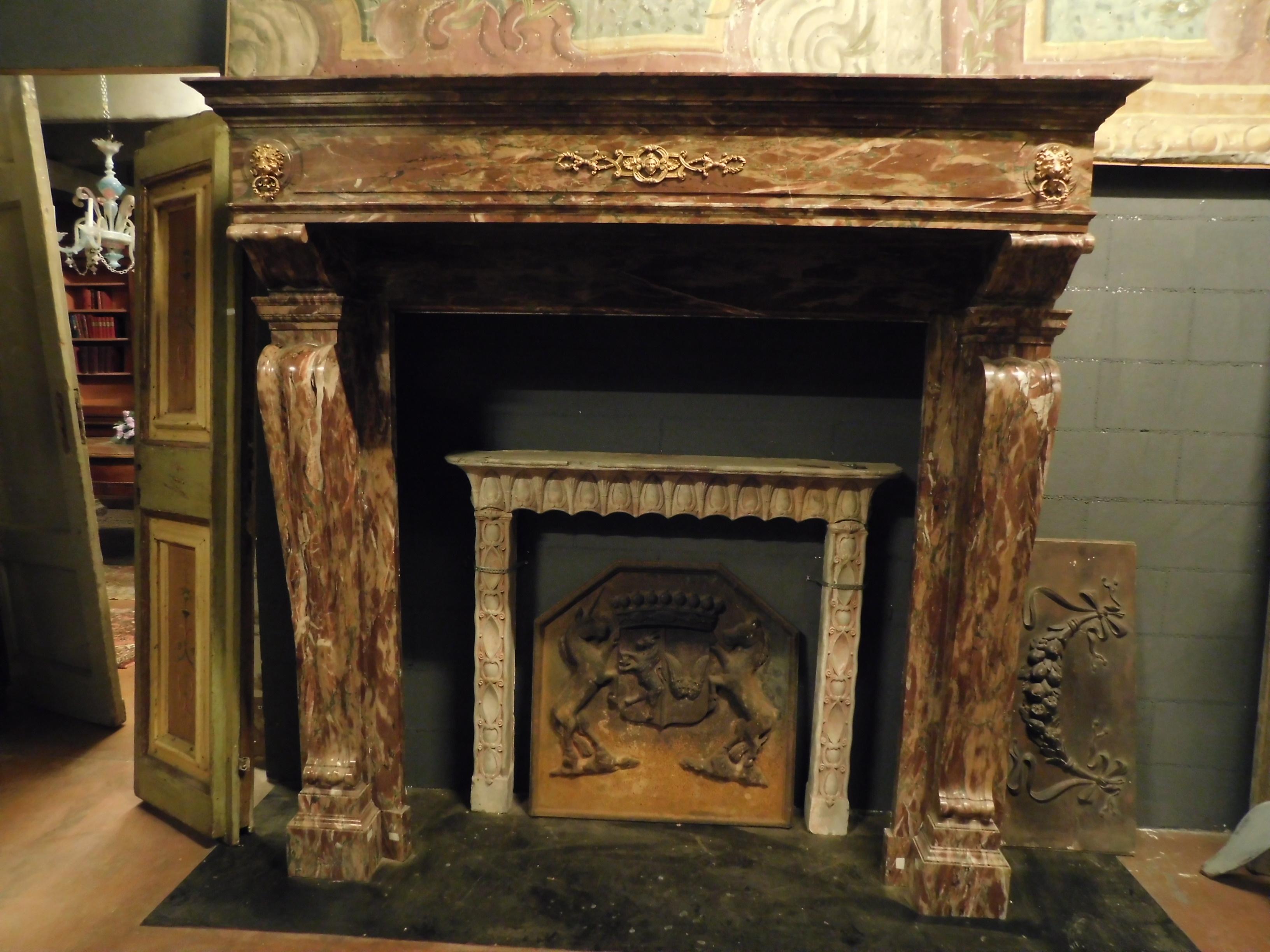 Antique Fireplace Made of Rosso Levanto's Marble 8