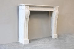 Antique Fireplace Mantel - 19th century - Carrara marble - Louis XVI