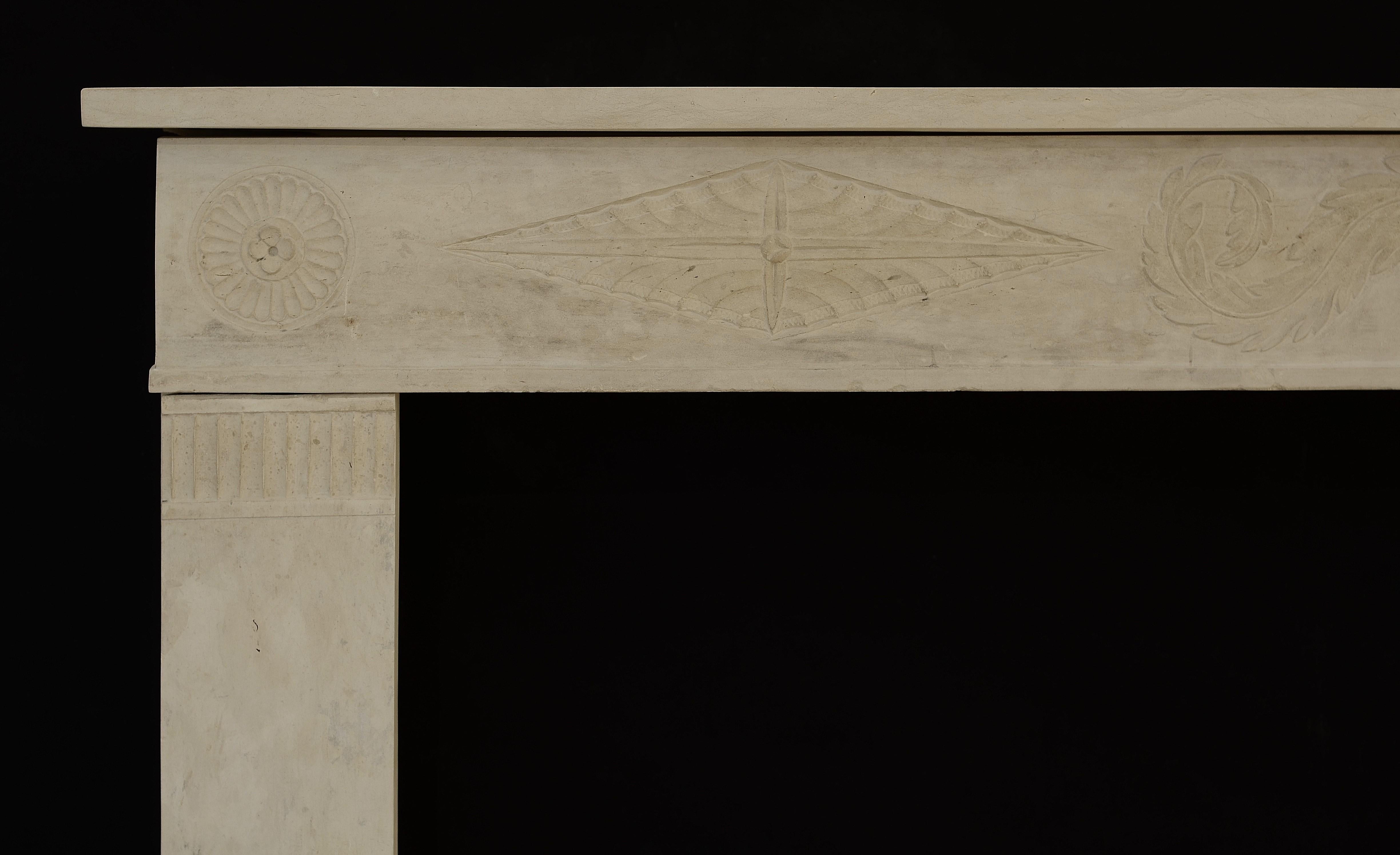 Antique Fireplace Mantel 19th Century Limestone Louis XVI from France In Good Condition In Haarlem, Noord-Holland