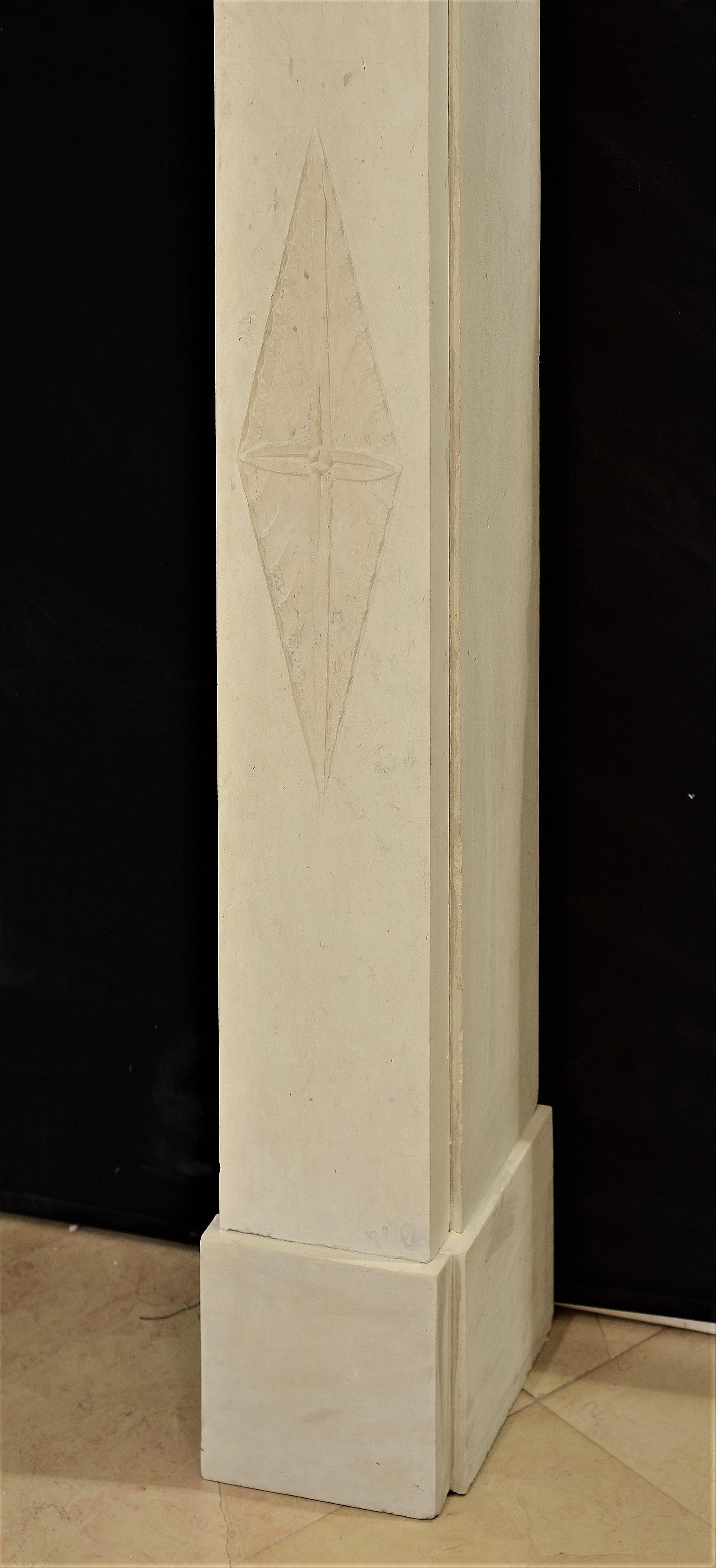 Antique Fireplace Mantel 19th Century Limestone Louis XVI from France 1