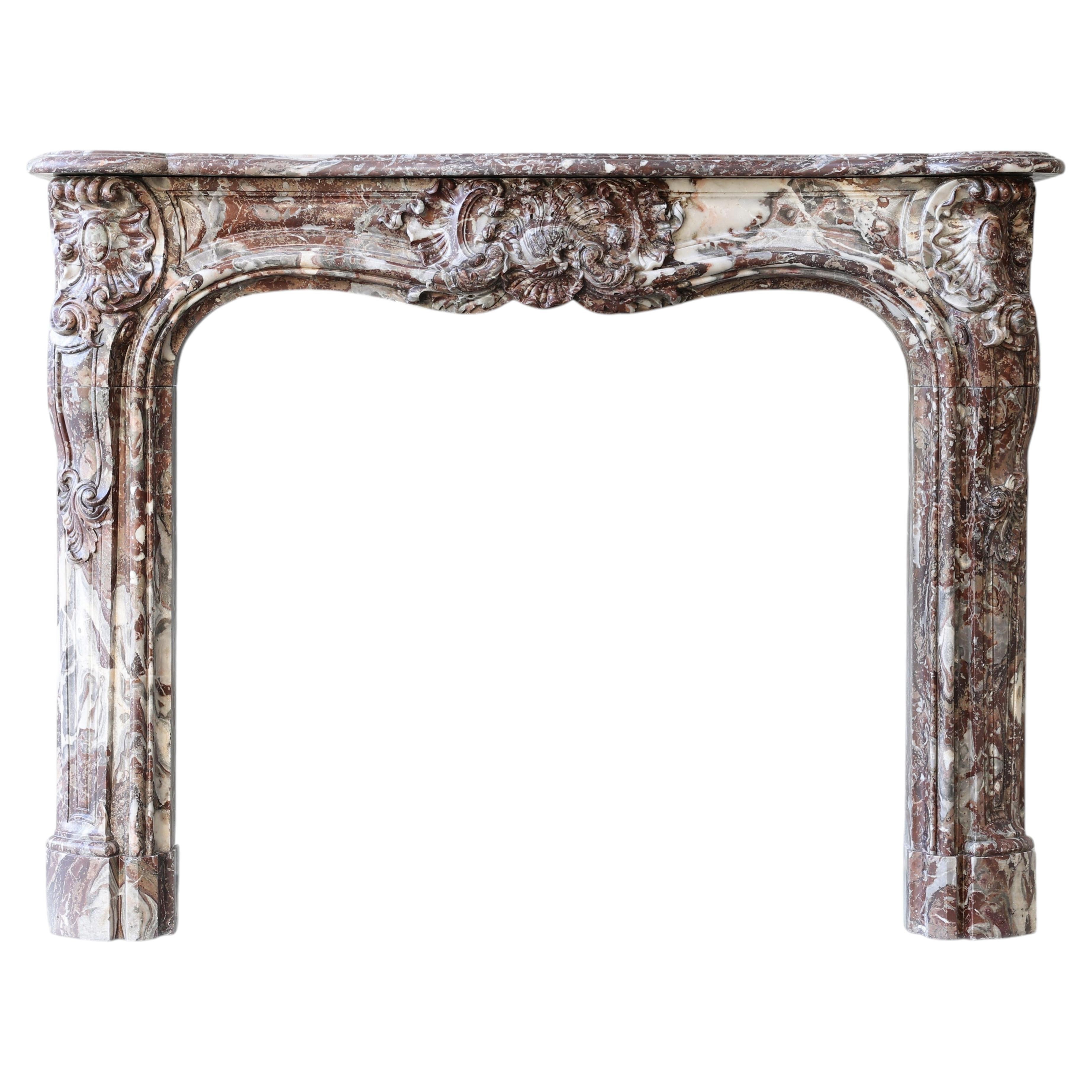 Antique Fireplace Mantel - 19th century - Rouge de Rance marble - Louis XV style
