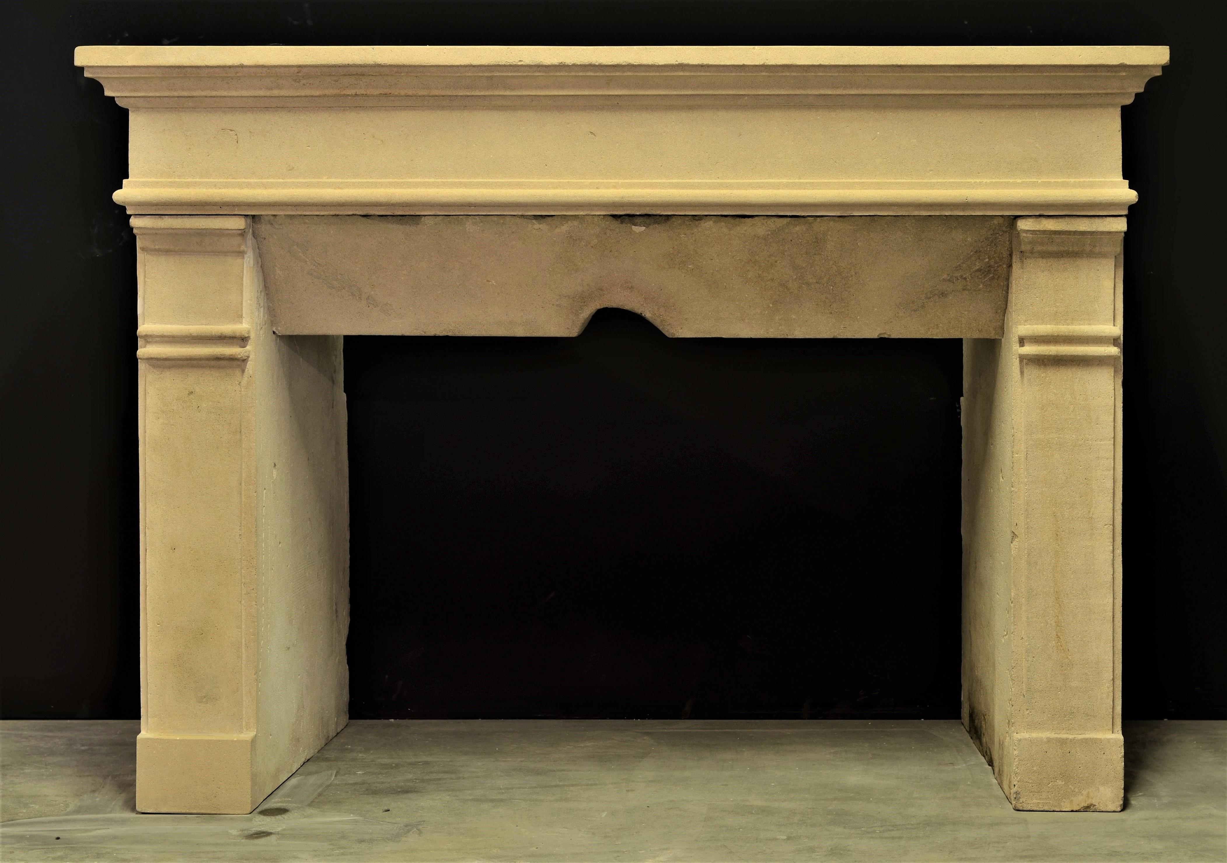 Solid antique French limestone fireplace mantel. 
Perfect usable measurements.