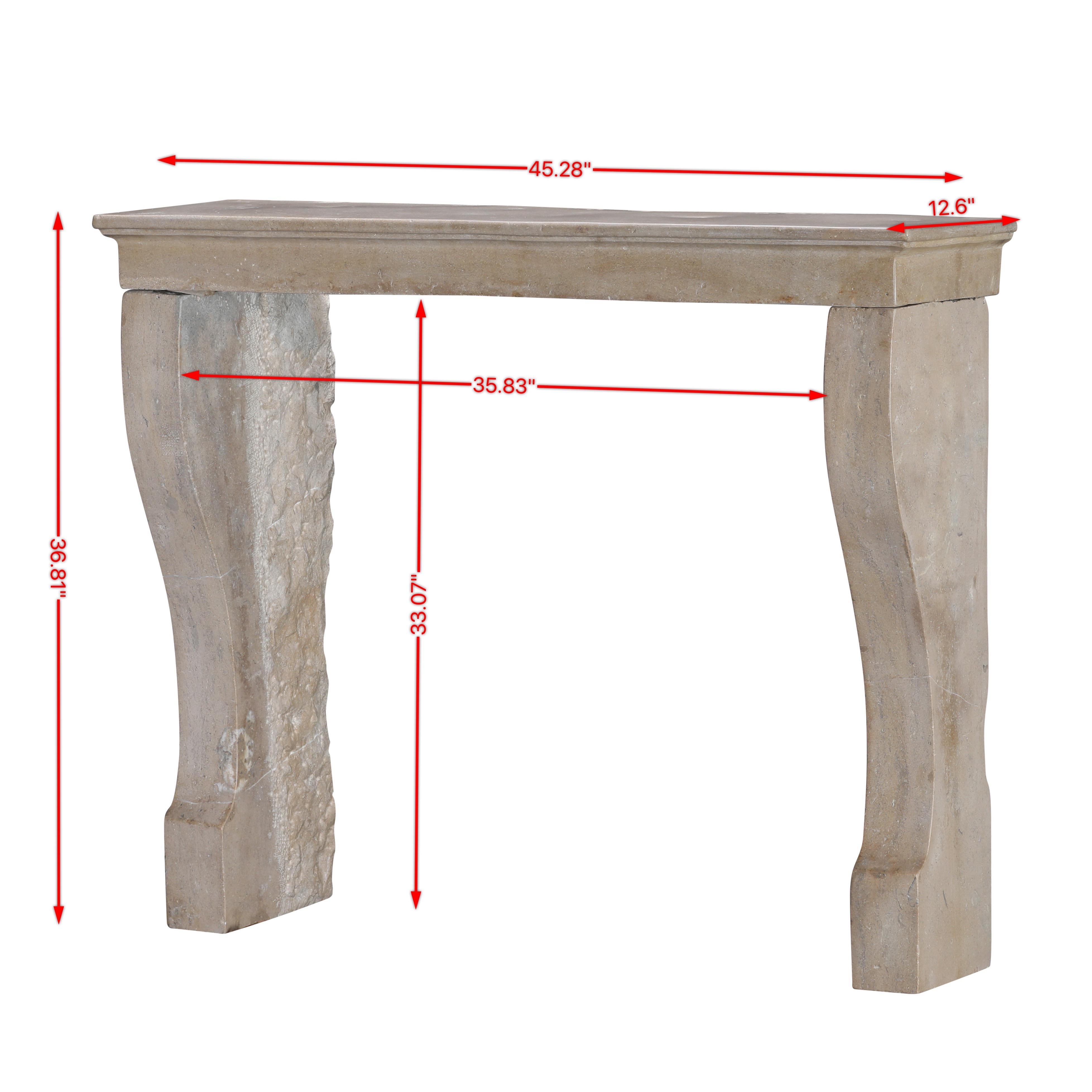 Antique fireplace mantel in French beige stone.
This is an elegant timeless French decor element from the 19th century period.
Timeless beauty etched in stone. A perfect decorative element for a room where history and elegance meet, where every