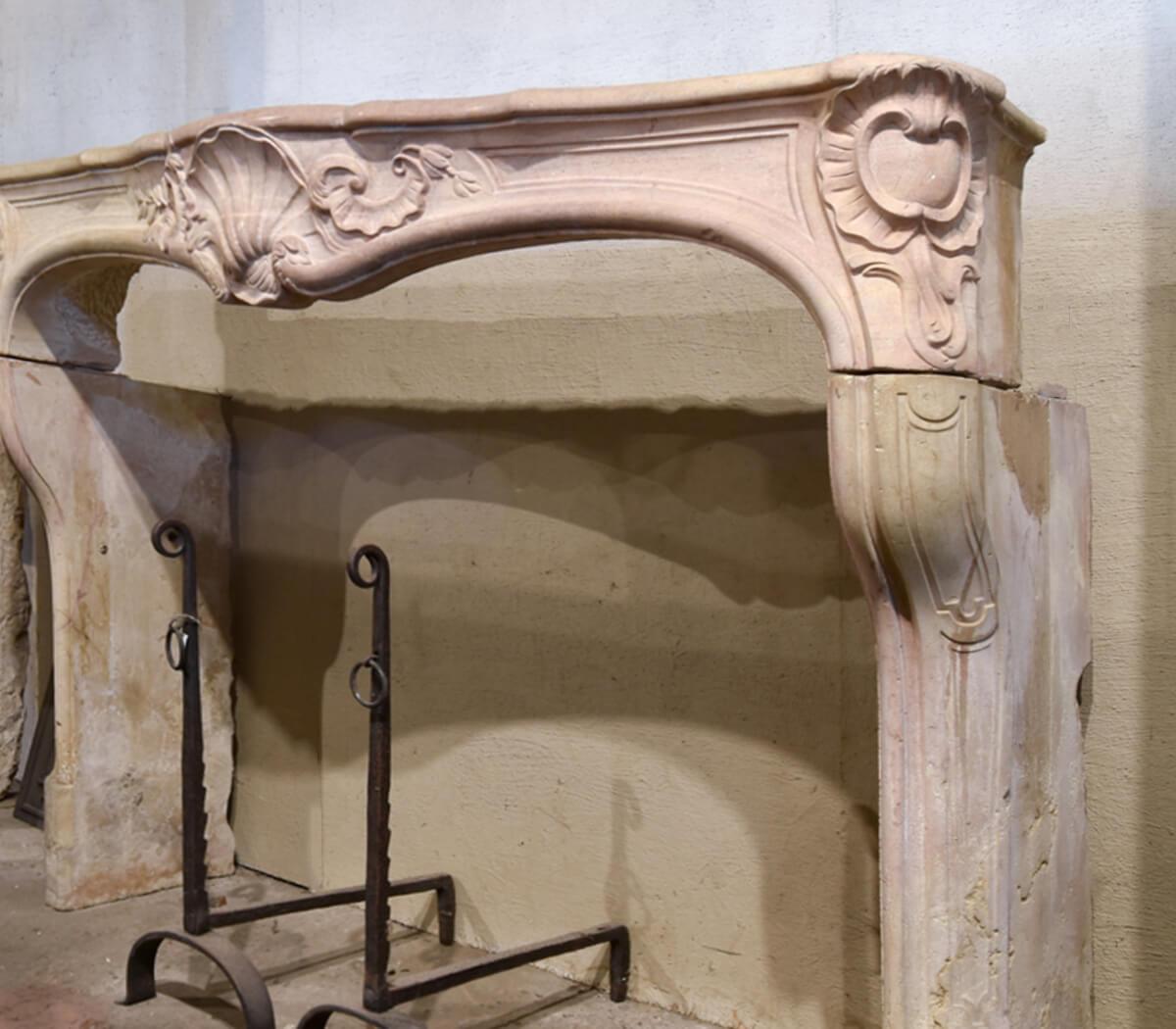 Stone Antique fireplace mantel from the 19th Century For Sale