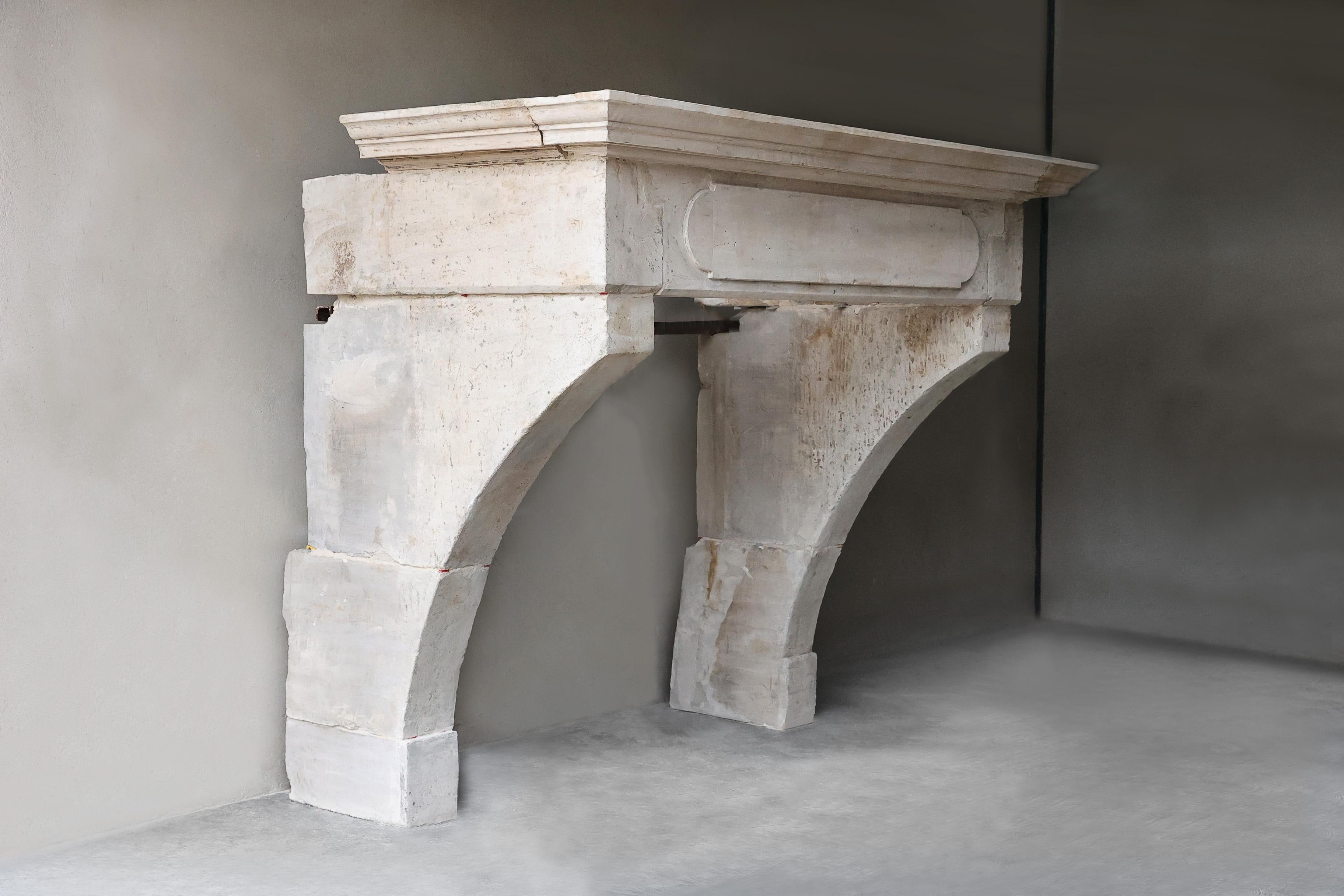 Antique Fireplace Mantel from the 19th century of french limestone  For Sale 3