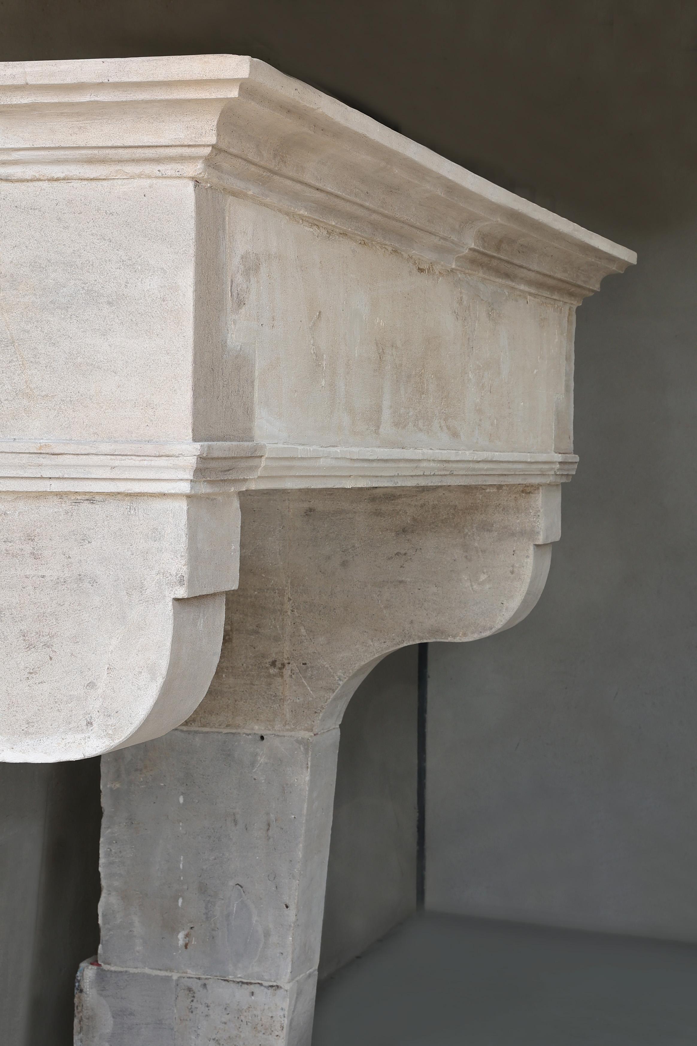 Antique Fireplace Mantel from the 19th century of french limestone For Sale 5