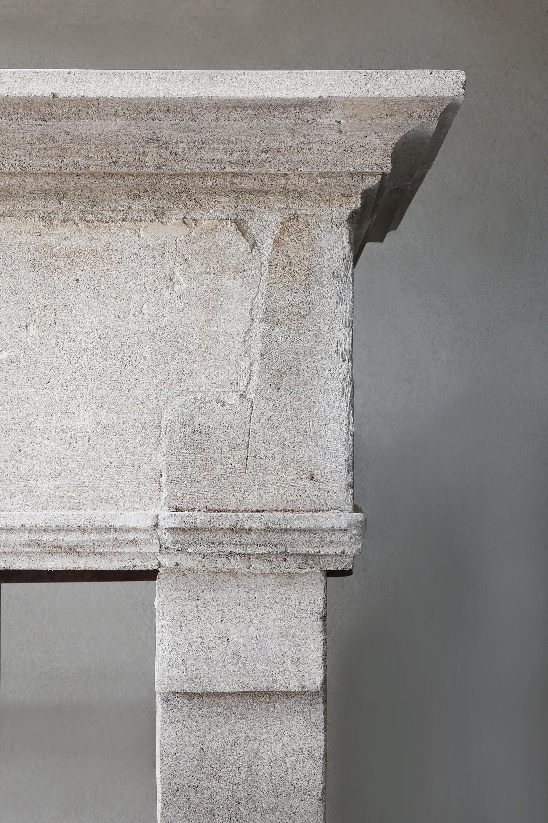 19th Century Antique Fireplace Mantel from the 19th century of french limestone For Sale