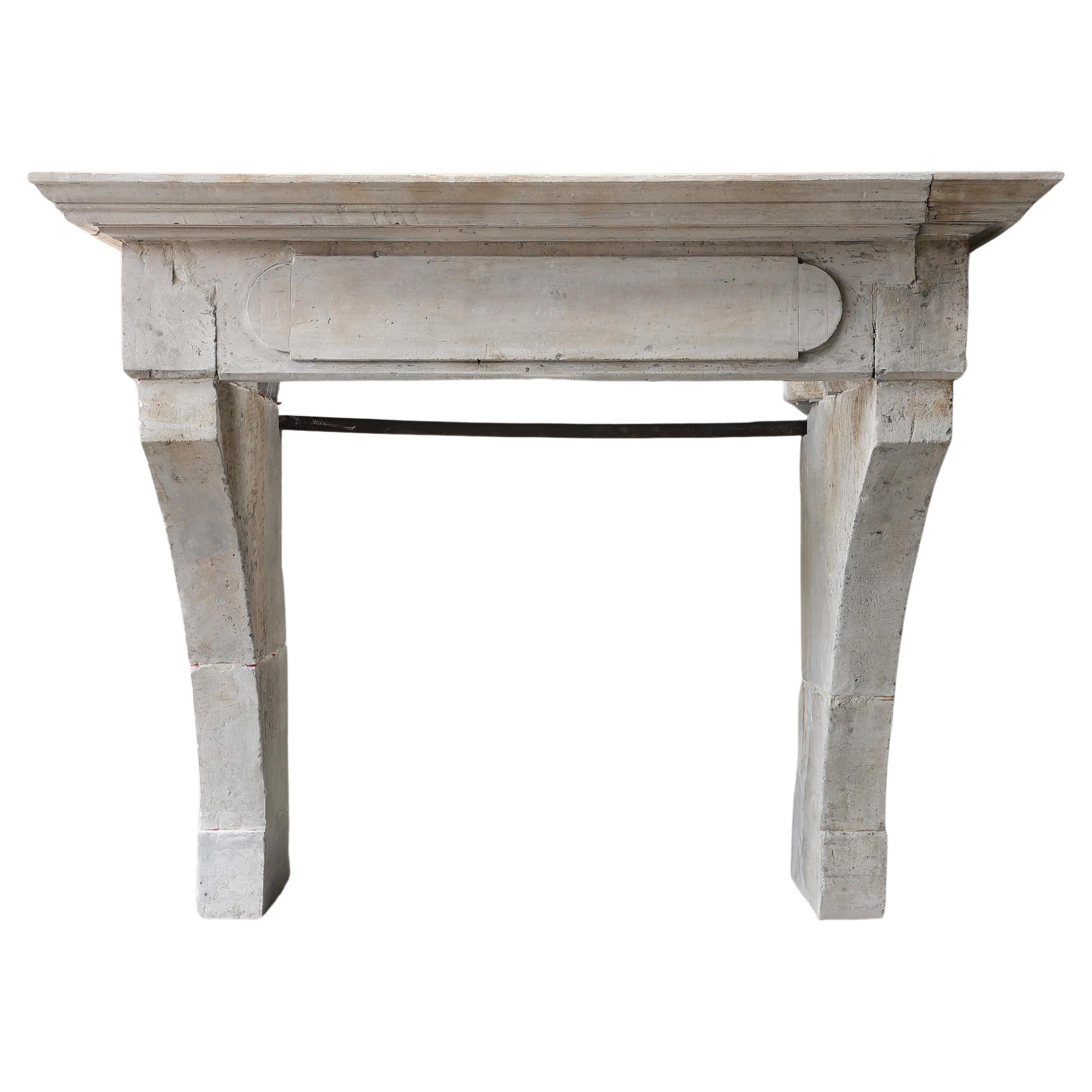 Antique Fireplace Mantel from the 19th century of french limestone  For Sale
