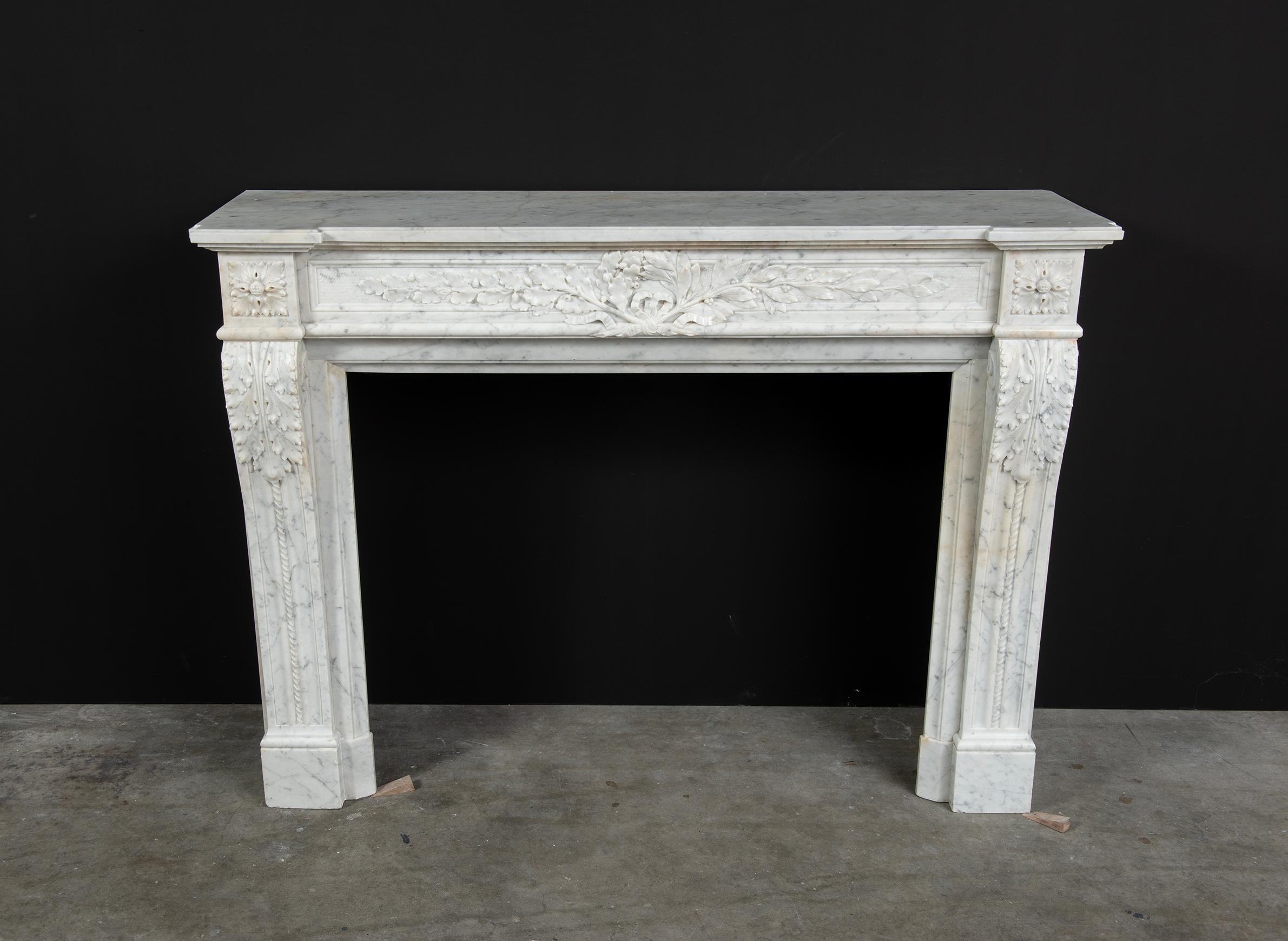 French Antique Fireplace Mantel in Louis XVI Style For Sale