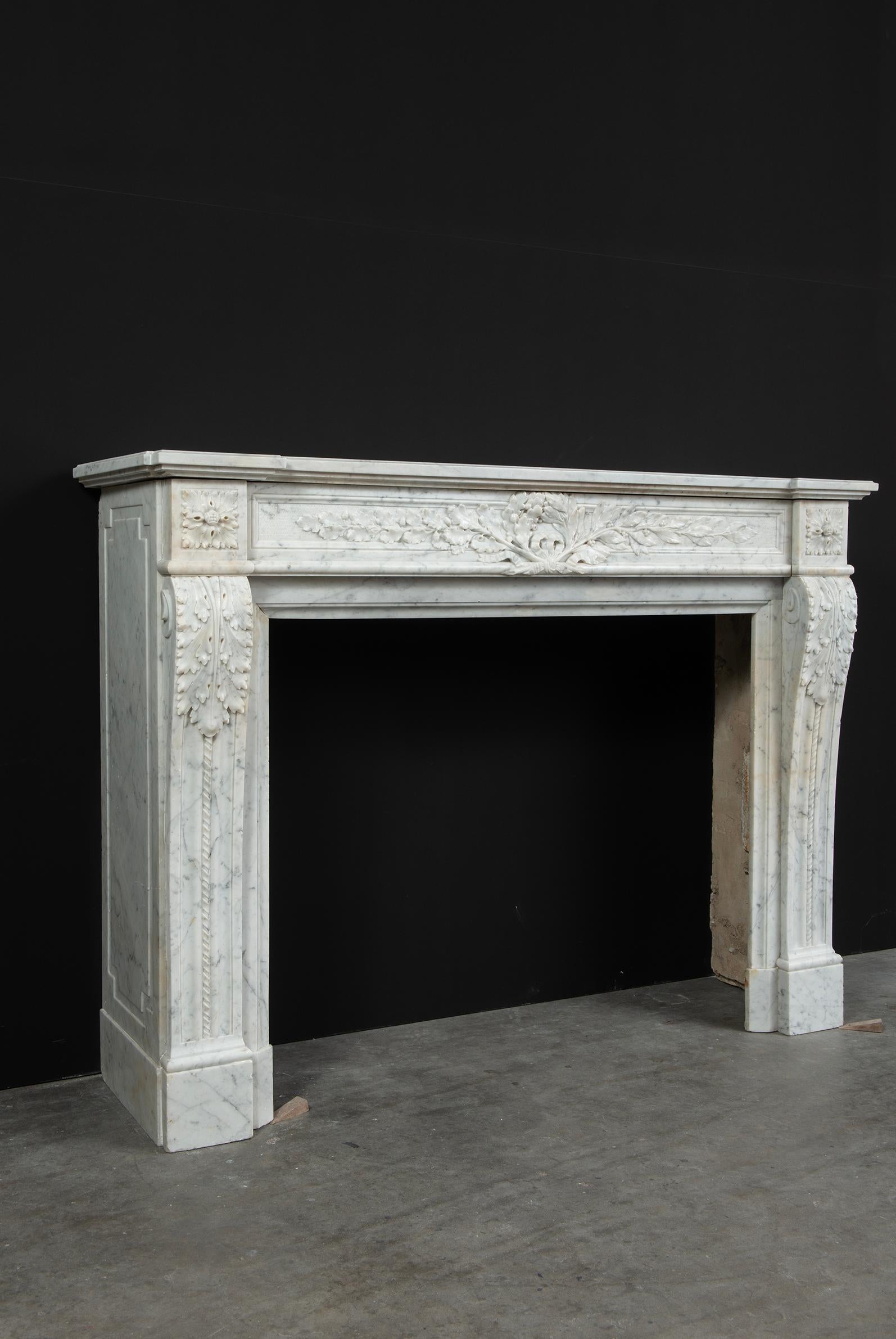 19th Century Antique Fireplace Mantel in Louis XVI Style For Sale
