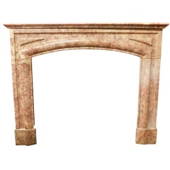 Antique Fireplace Mantel in Red Marble, Linear, 1800, Italy